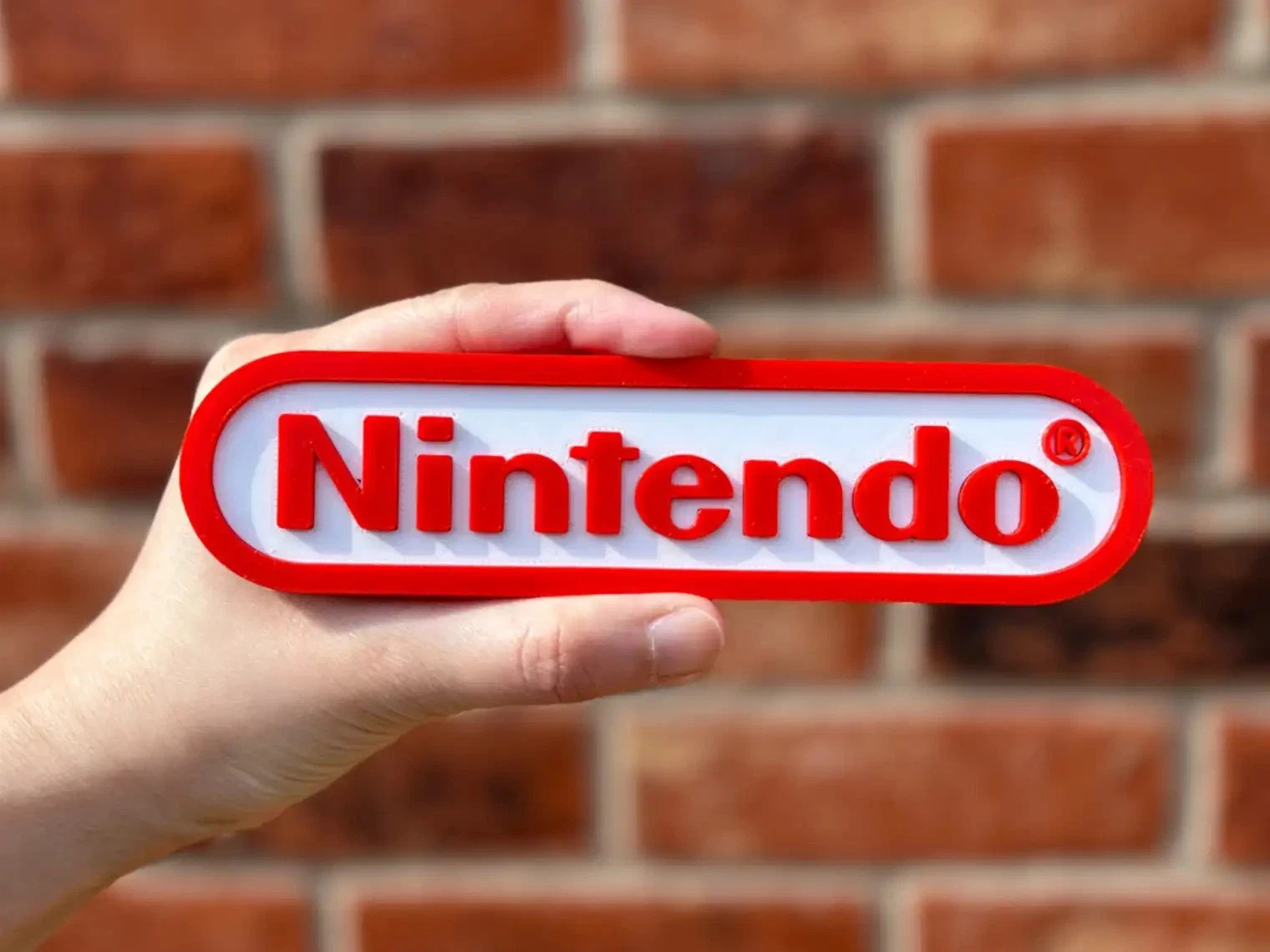 Nintendo Logo Sign 3D Printed Wall Art Decor Red White Game Room Mancave Display
