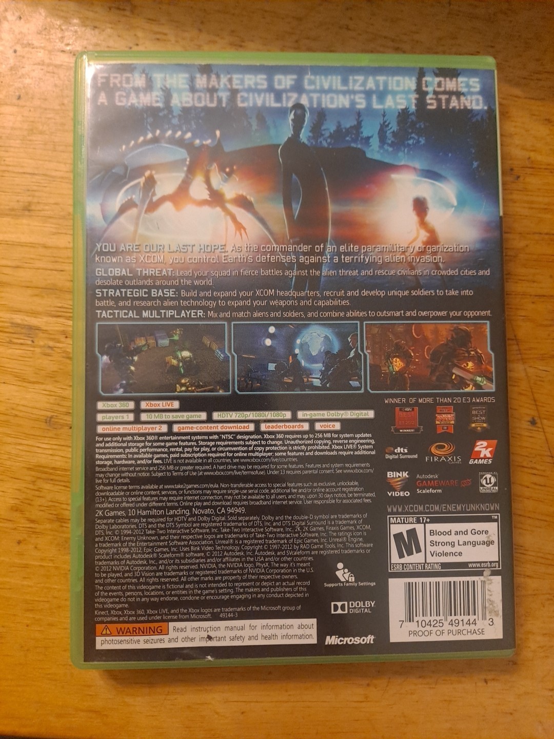 XCOM: Enemy Unknown (Xbox 360) Missing Manual