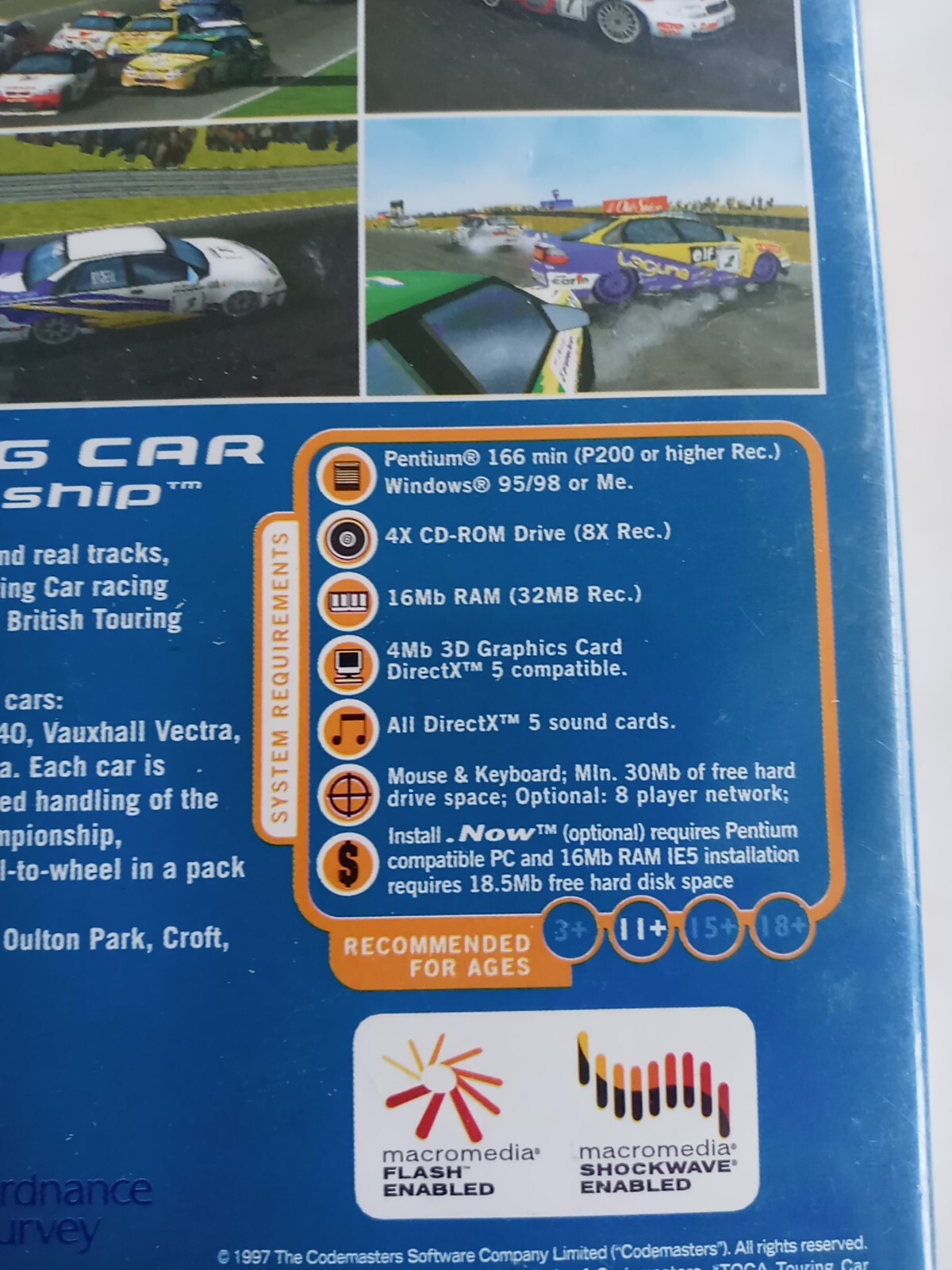Touring Car Championship TOCA PC CD ROM Game