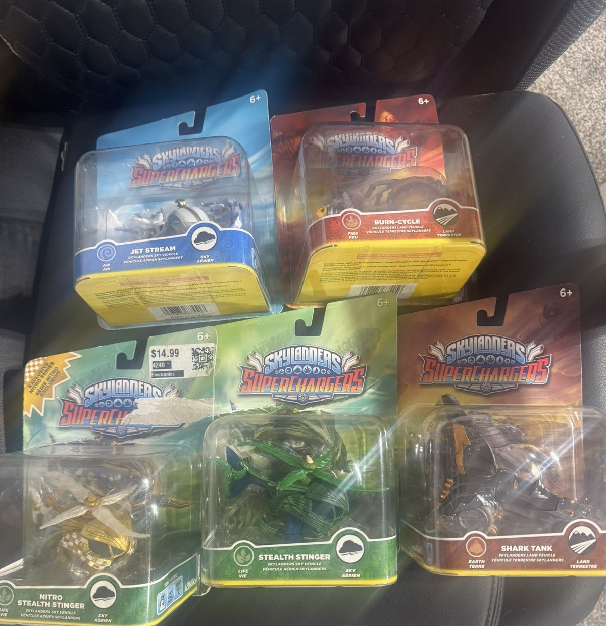 (5) SKYLANDERS SUPERCHARGERS JET STREAM SHARK TANK BURN CYCLE STEALTH STINGER NI