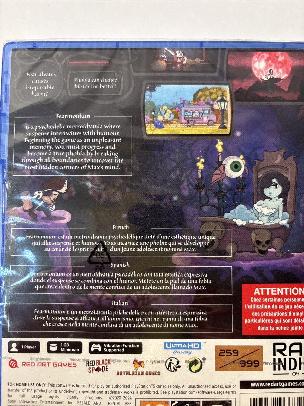 FEARMONIUM PS5 METROIDVANIA CUPHEAD STYLE RED ART GAMES #259 OF 999 BRAND NEW!