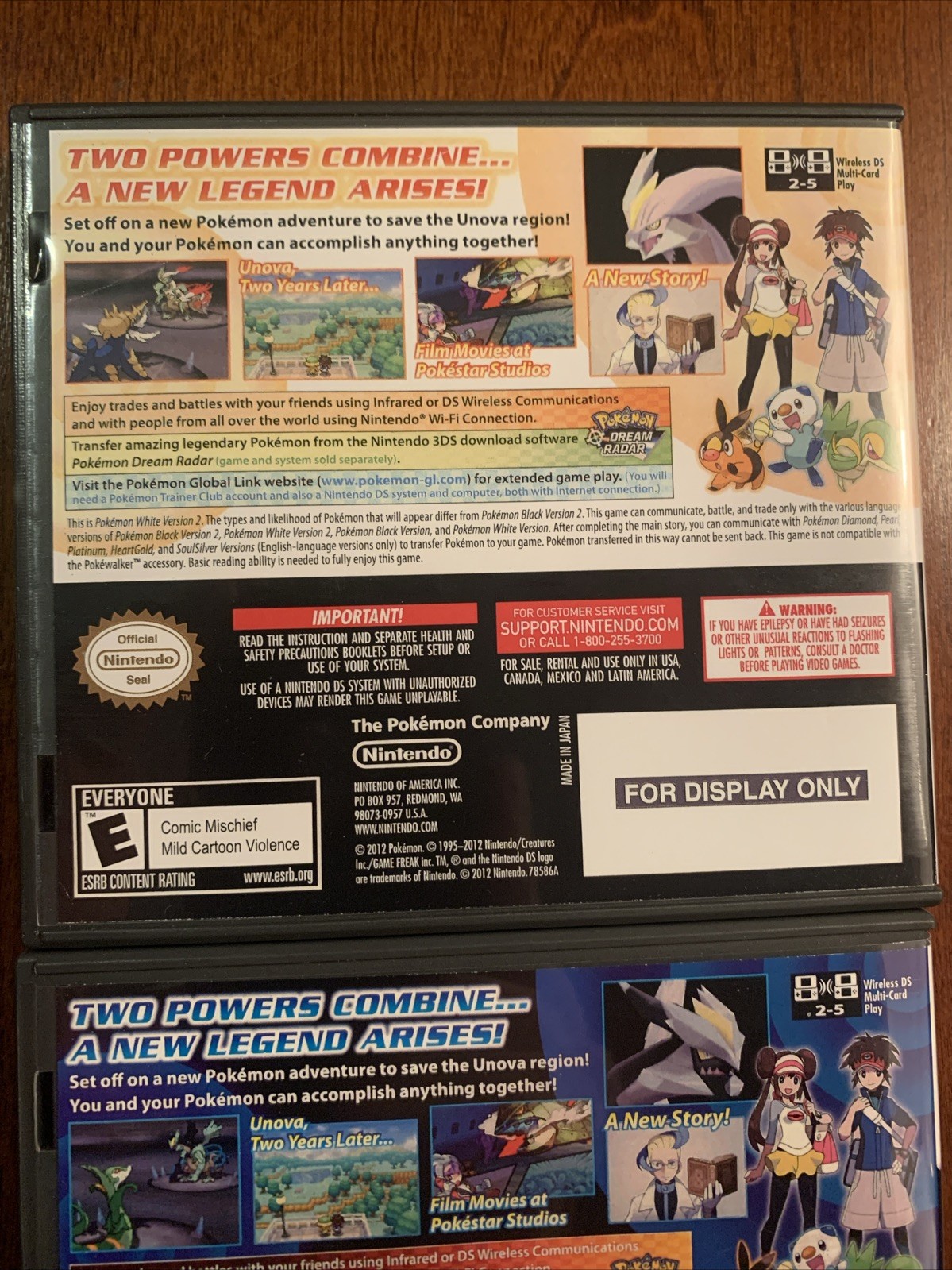Pokemon White 2 + Black 2 Nintendo DS Replacement Cases Only NO GAMES – Bundle