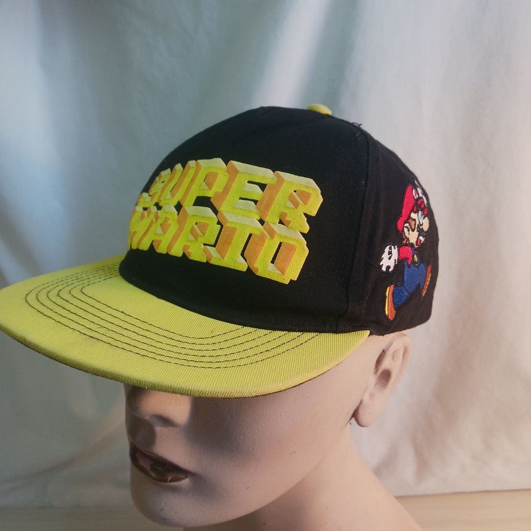 Super Mario Hat Black/yellow Adjustable Retro Video Game Classic Nintendo
