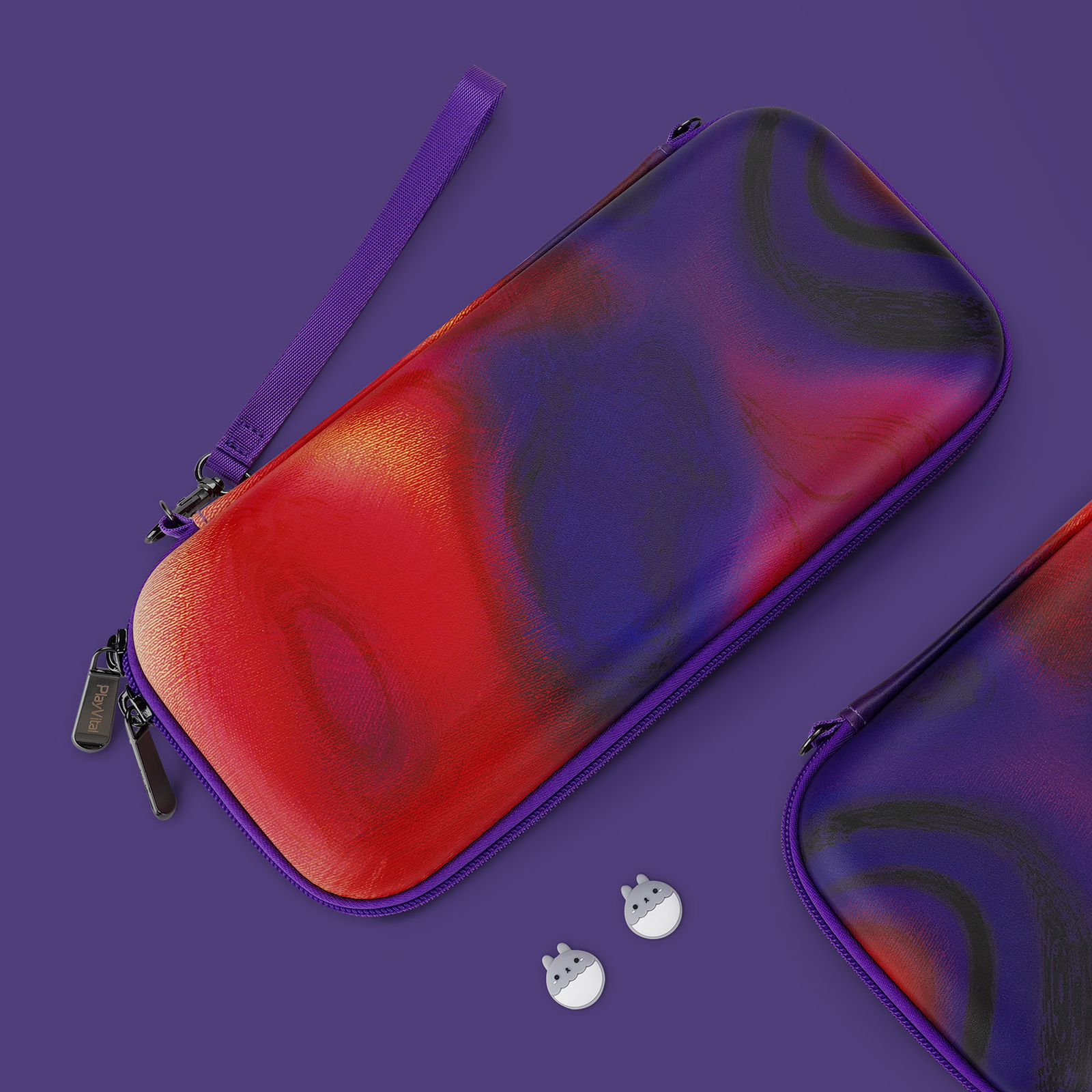 PlayVital Carrying Case for Nintendo Switch & Switch OLED Purple Red Swirl