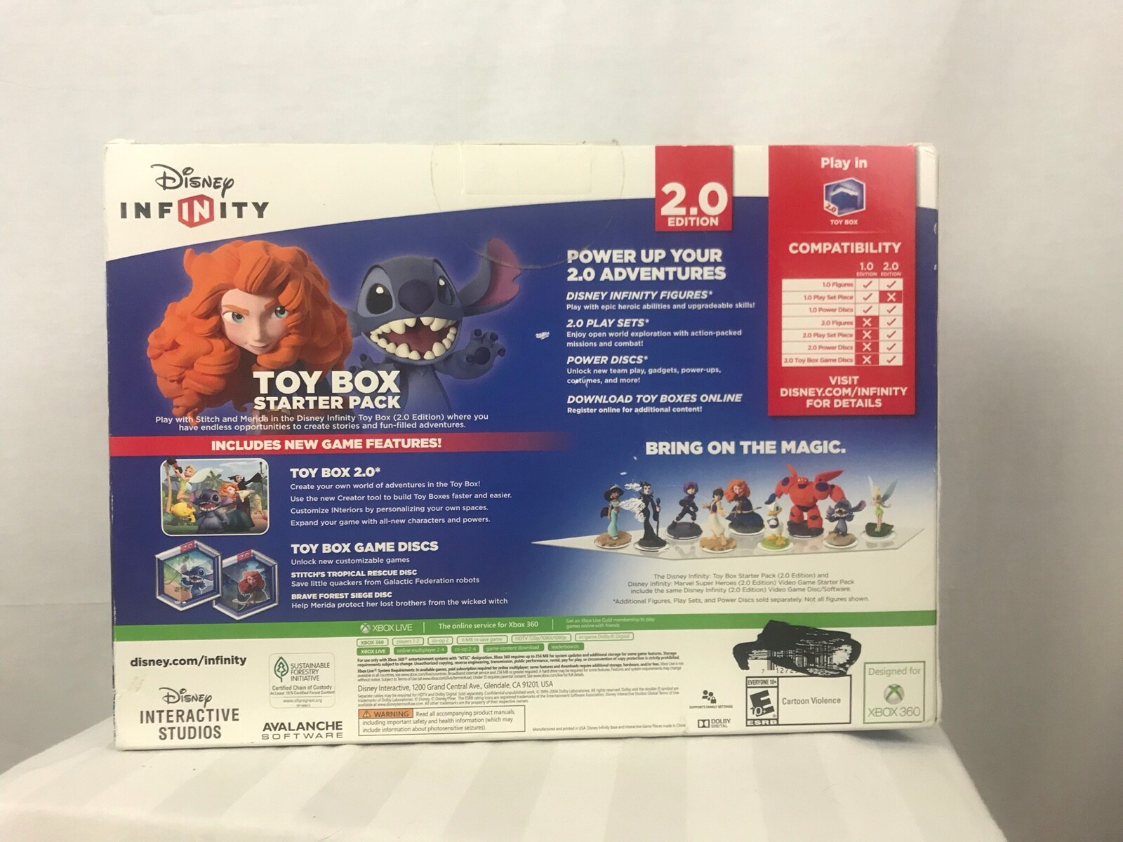 Disney Infinity 2.0 Toy Box Starter Pack XBOX 360 Brave Merida & Stitch Bundle
