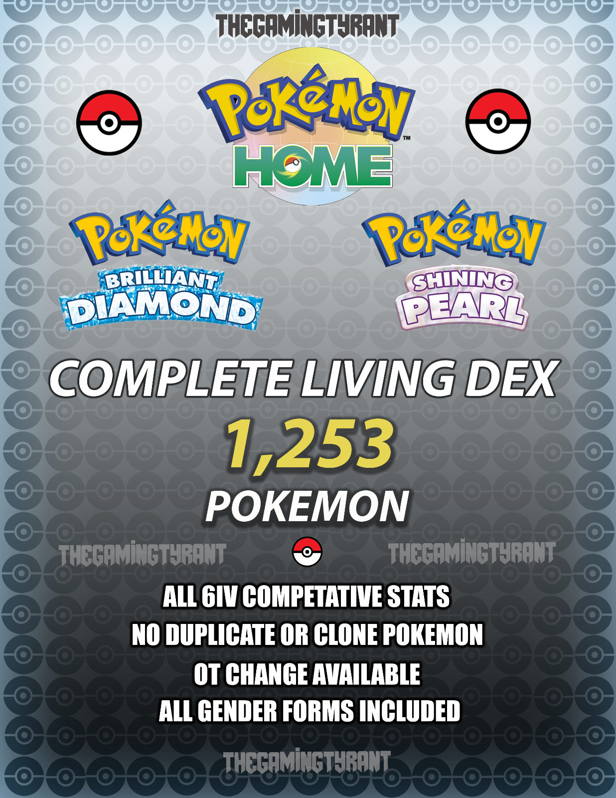 Pokemon Home BDSP Complete Living Dex Gen 1-4