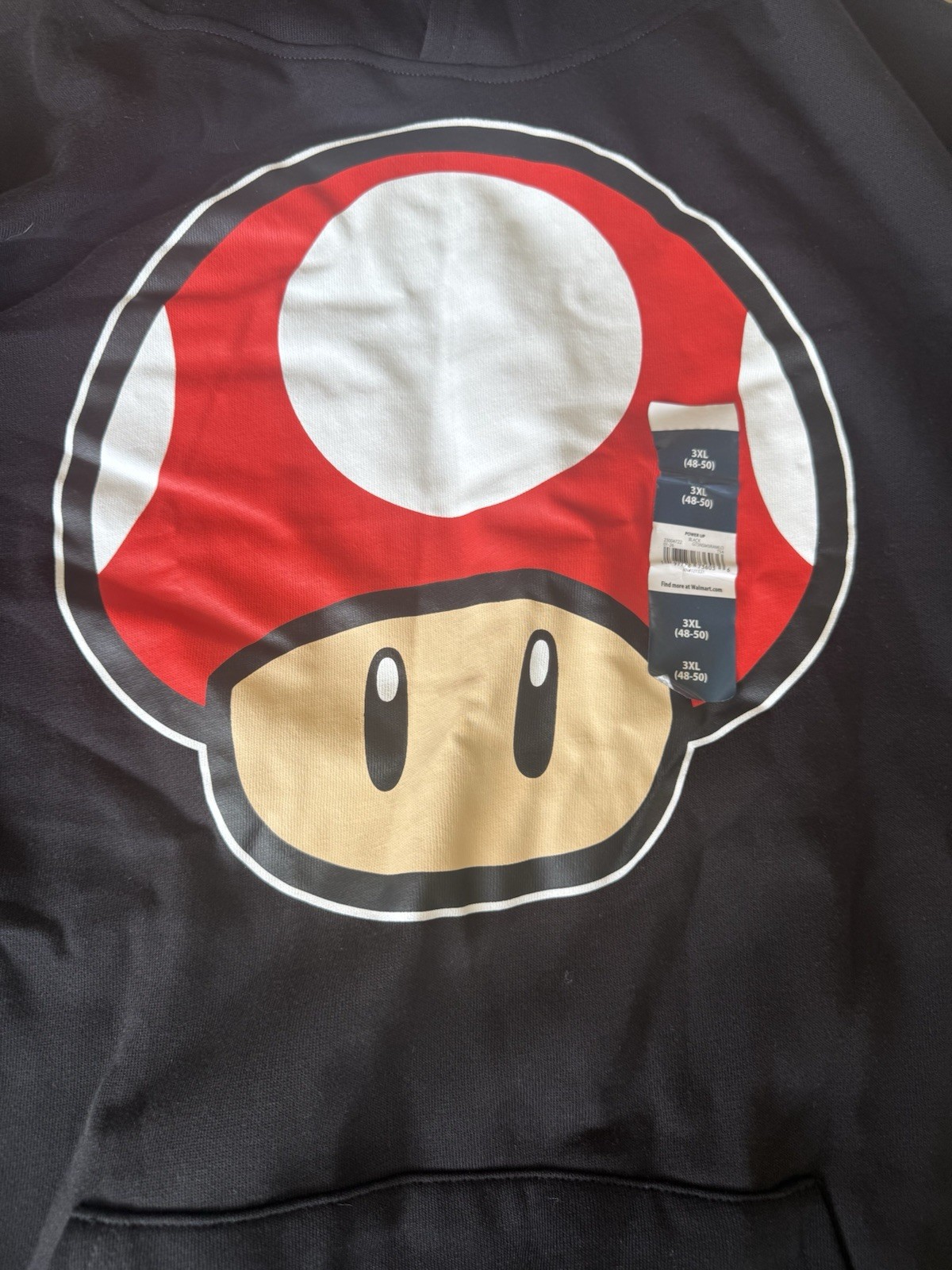 Super Mario Super Mushroom Black Hooded Pullover Hoodie Sweatshirt