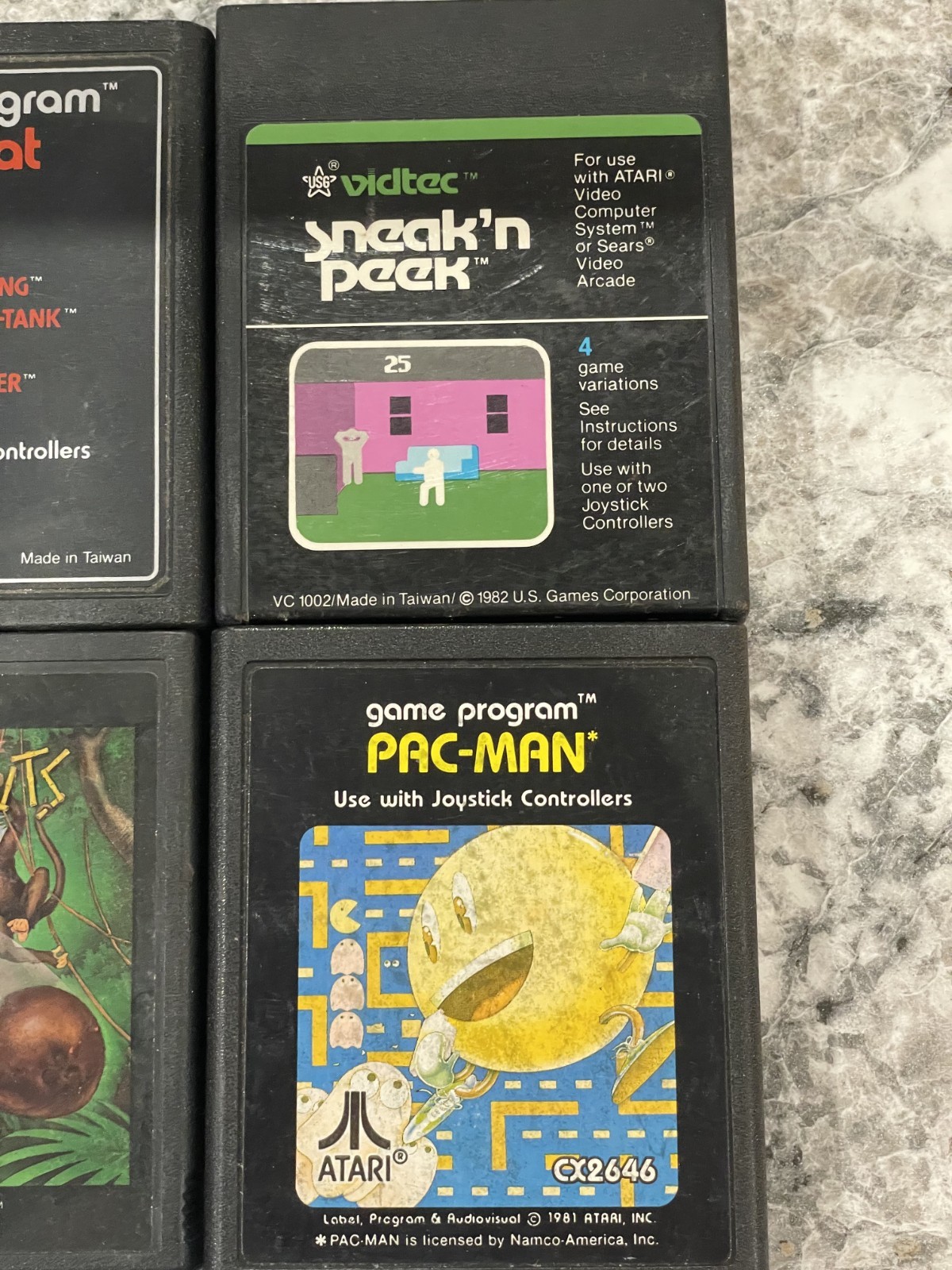 Atari Game Lot of 6, Tennis, Combat, Vidtec Sneak, Spectravideo, Ect, Vintage
