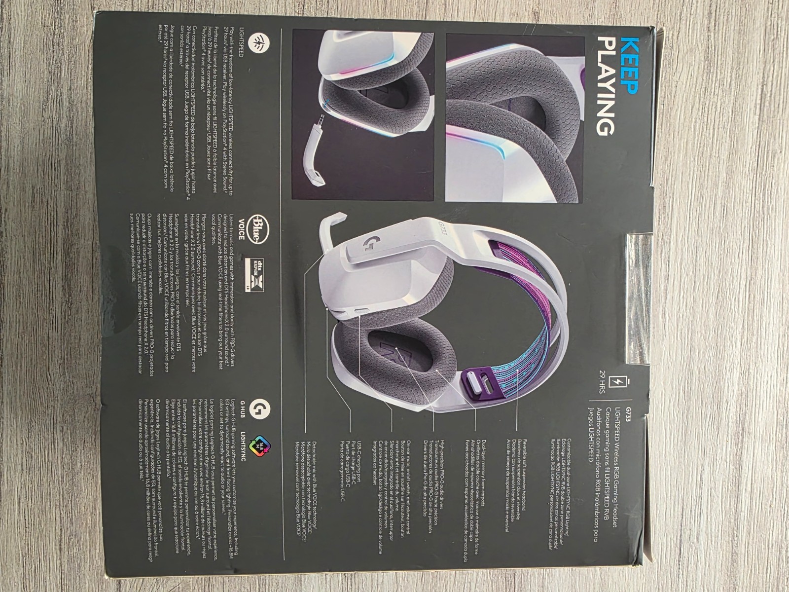 Logitech G733 Lightspeed Wireless Gaming Headset with Suspension Headband, White