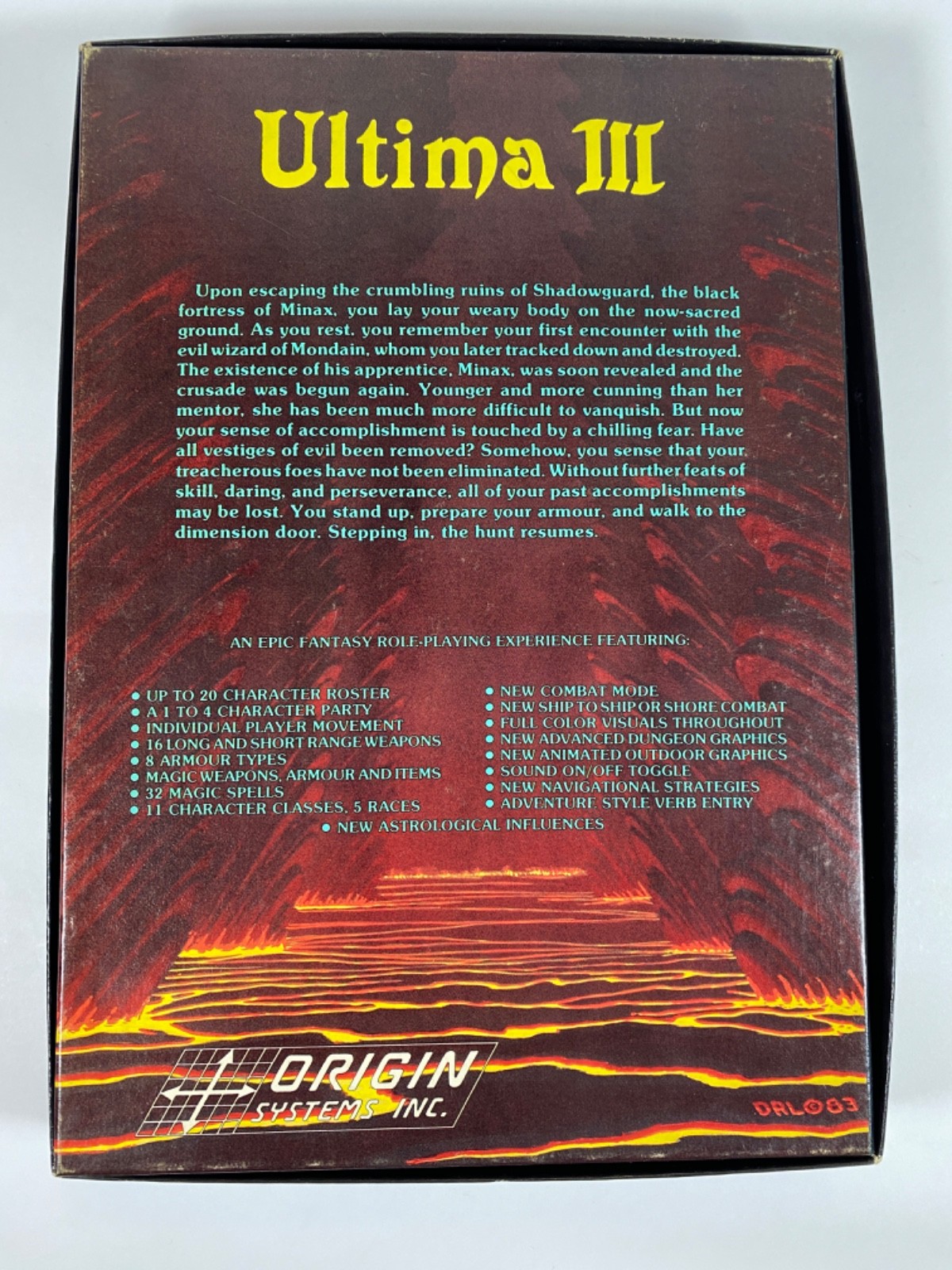 Ultima III Exodus Atari 800 XL XE COMPLETE Cloth Map Origin Systems Lord British