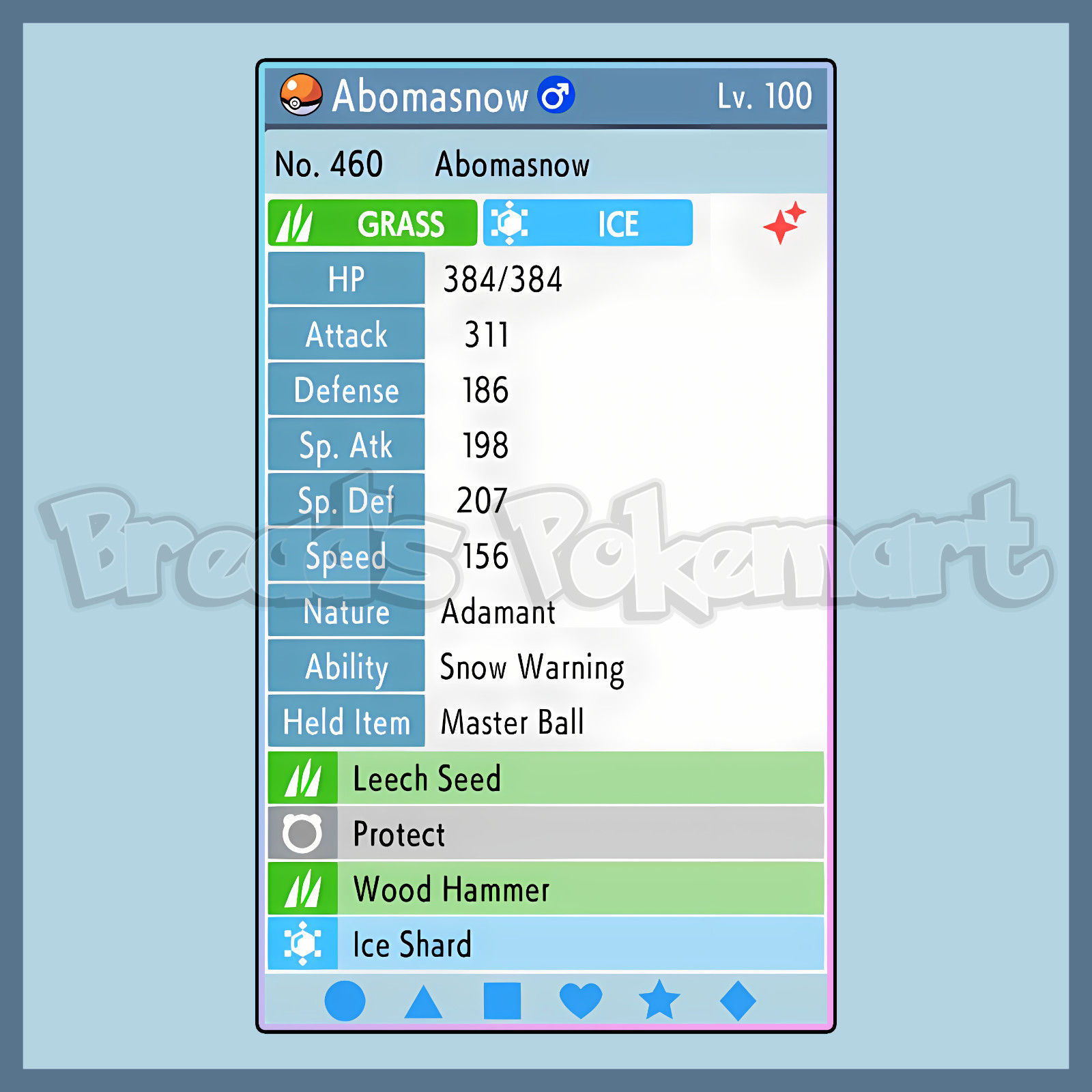 ✨ Shiny ABOMASNOW 6IV ✨ Pokemon Brilliant Diamond and Shining Pearl lv100 +EVs
