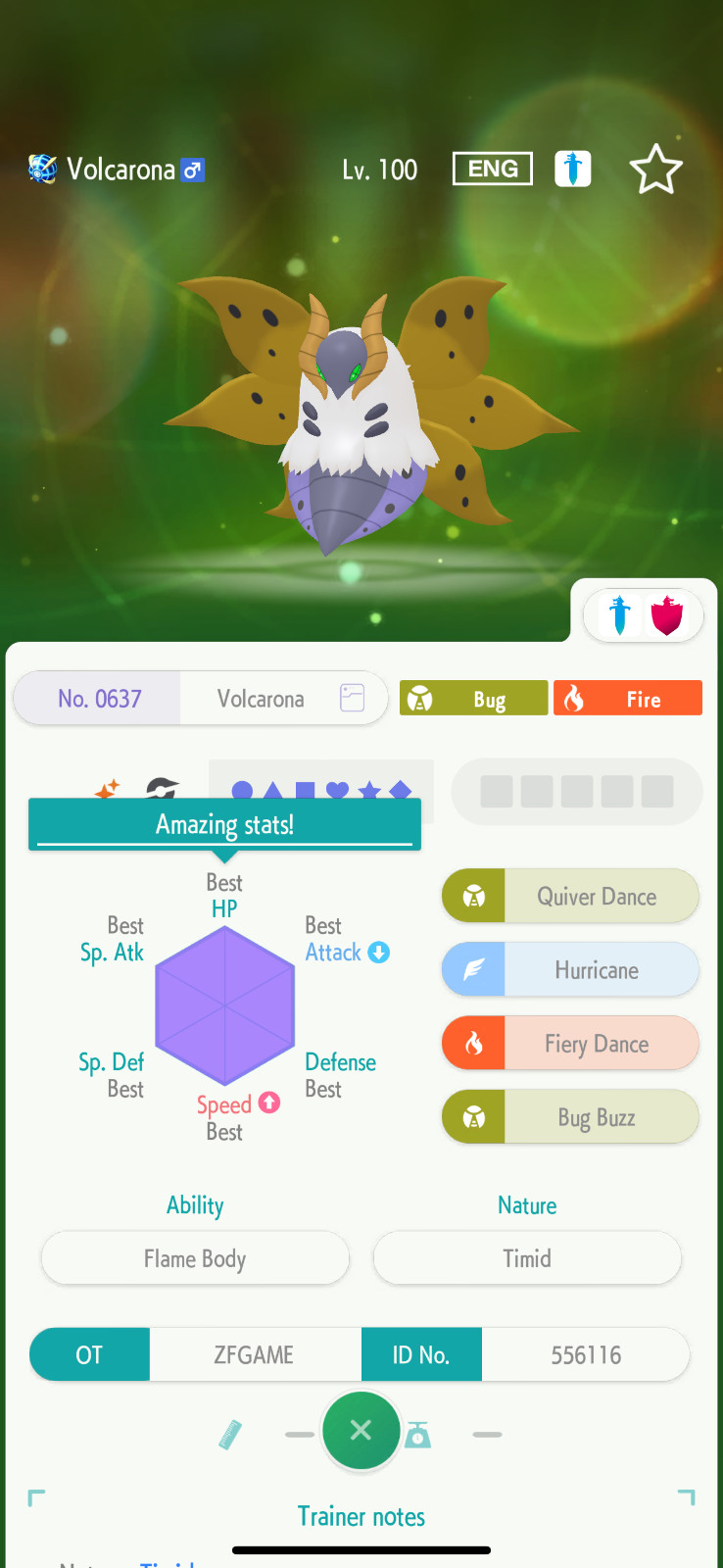 ✨6IV SHINY Volcarona + EVS🚀 POKEMON HOME✨Champions✨Online delivery⚡