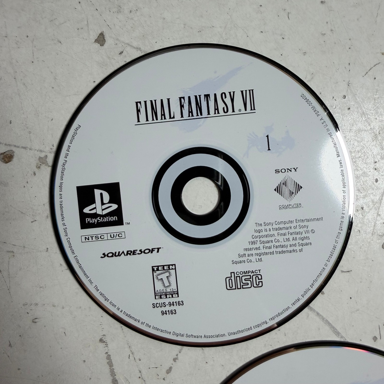 Final Fantasy VII (Sony PlayStation 1, 1997) Black Label Role-Playing Video Game
