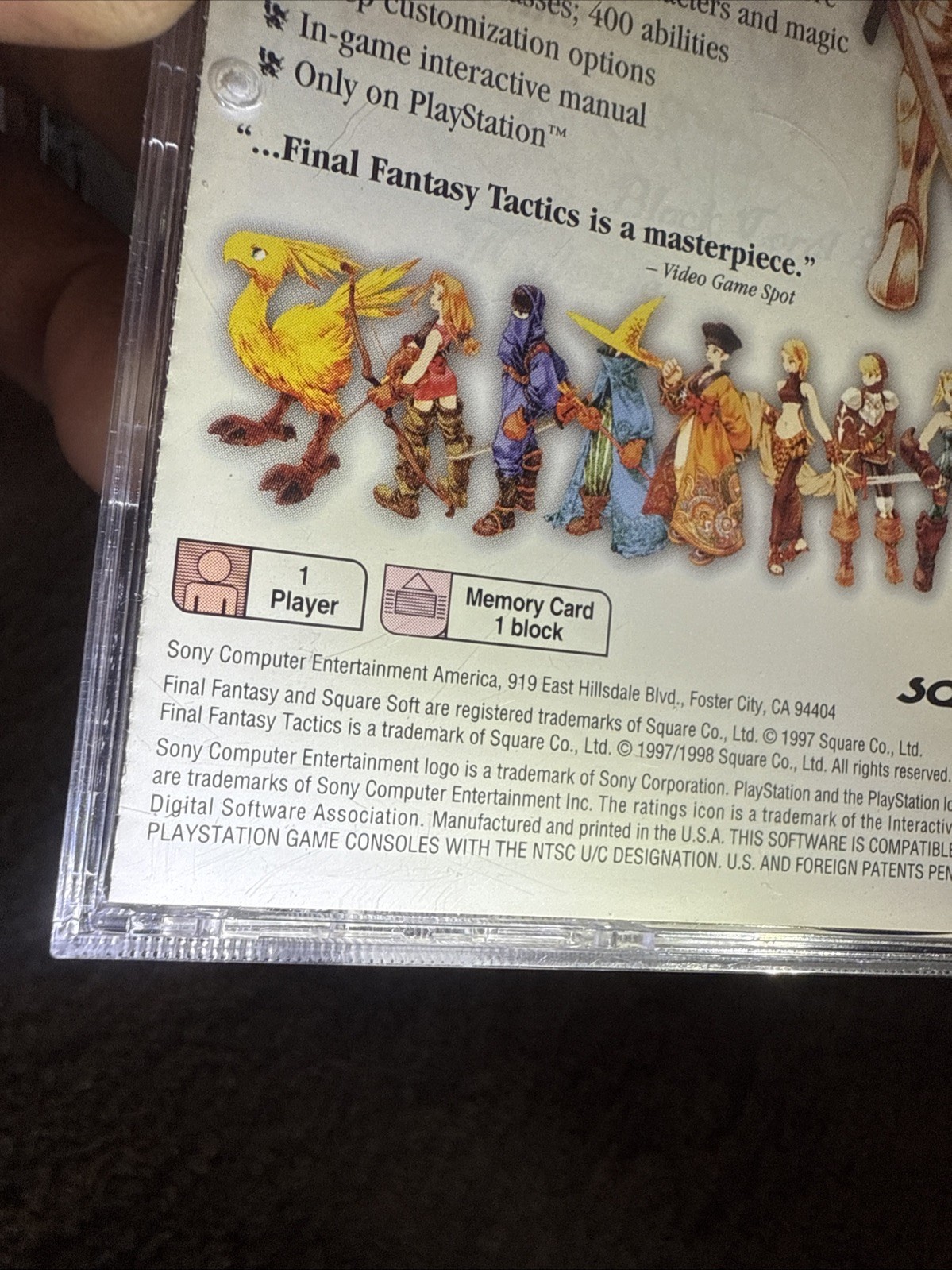 Final Fantasy Tactics PS1 PlayStation 1 Complete Manual Near MINT condition Disc
