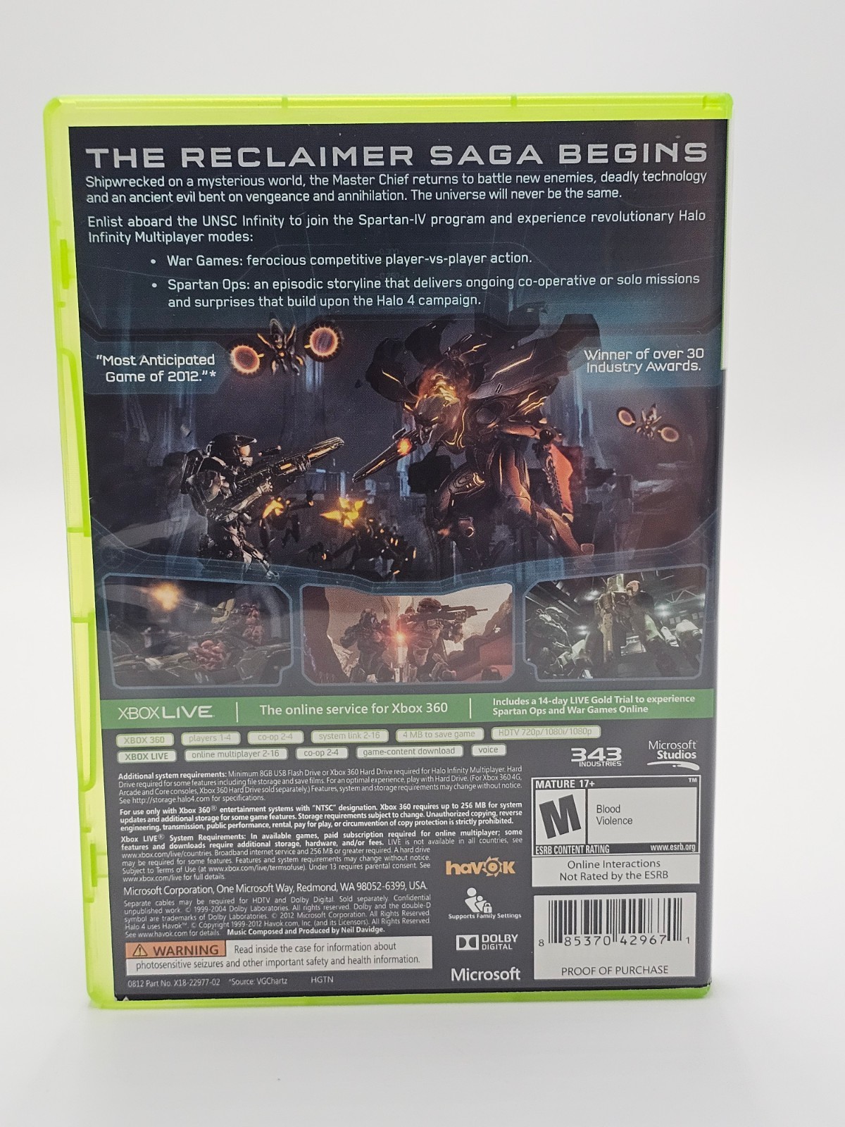Microsoft Xbox 360 Halo 4 Disc + Case Cleaned & Tested