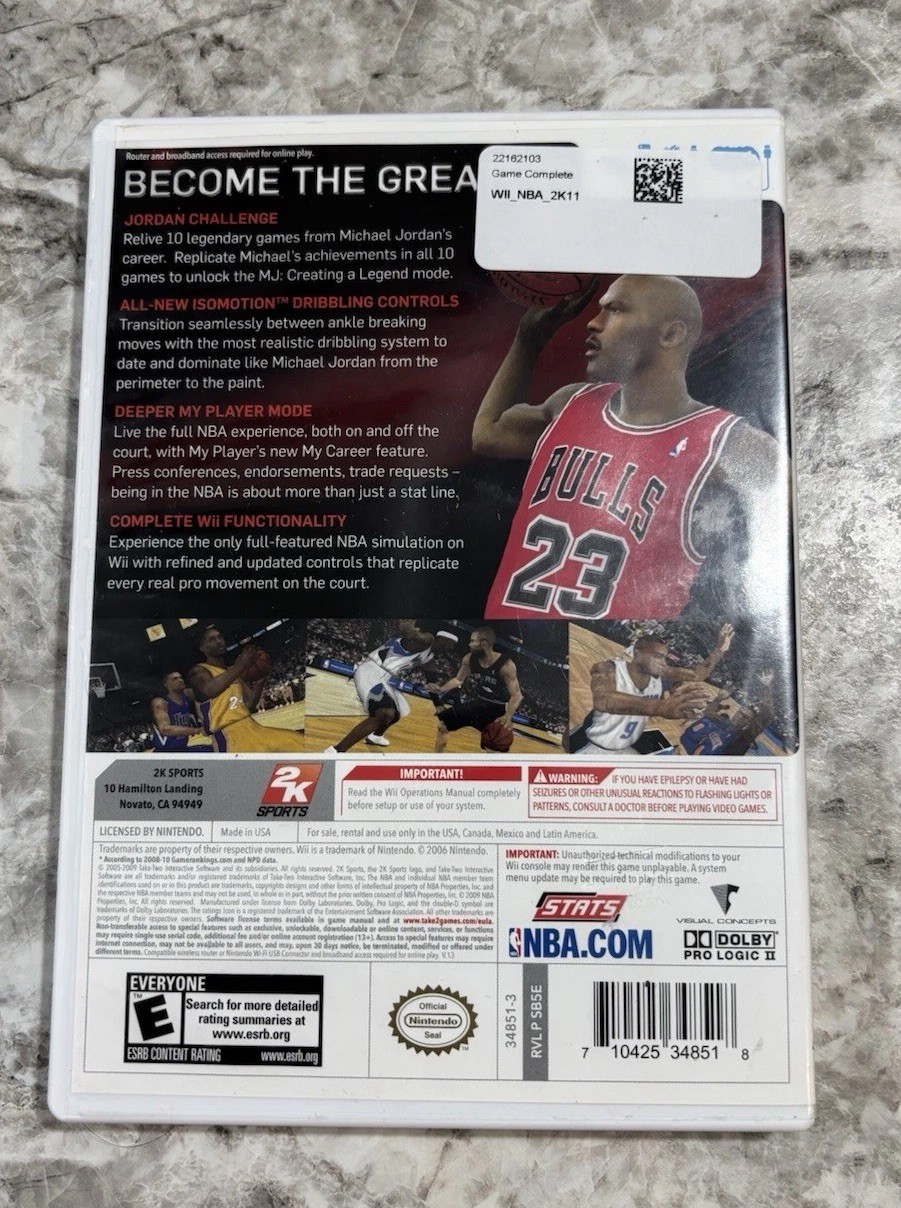 2K Sports NBA 2K11 Nintendo Wii NTSC-U/C 2010 E Manual Excellent