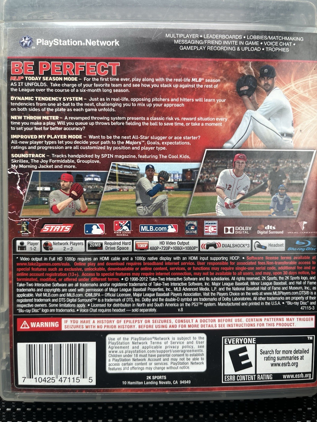 Major League Baseball 2K12 (Sony PlayStation 3, PS3, 2012) Complete w Manual