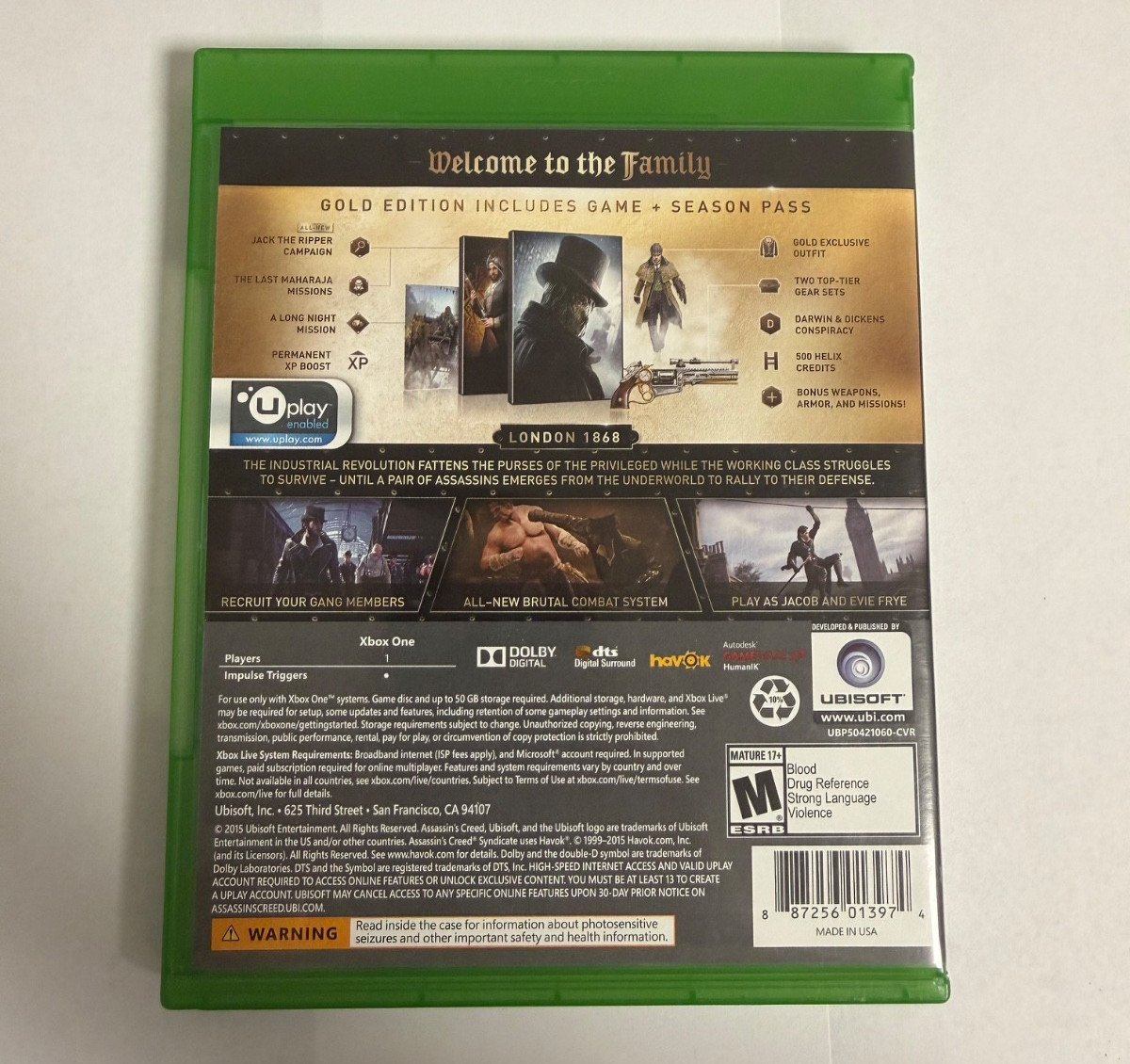 Assassin’s Creed: Syndicate – Gold Edition, Xbox One, CIB, Tested and Works