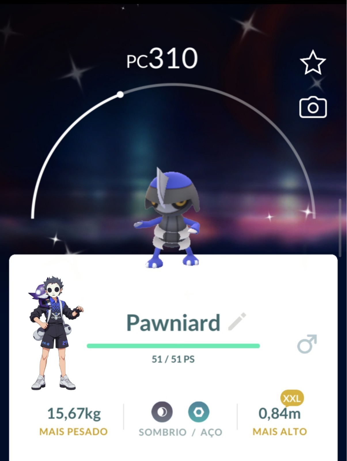Shiny Pawniard XXL Pokemon Go T- 20k Or 1M Stardust