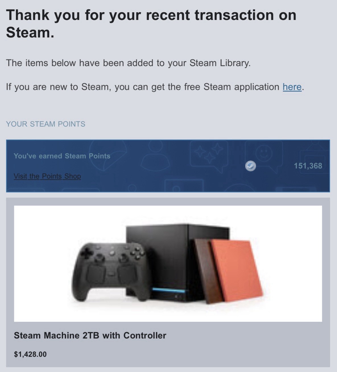 Steam Machine 2TB Console (2TB) ORDER CONFIRMED