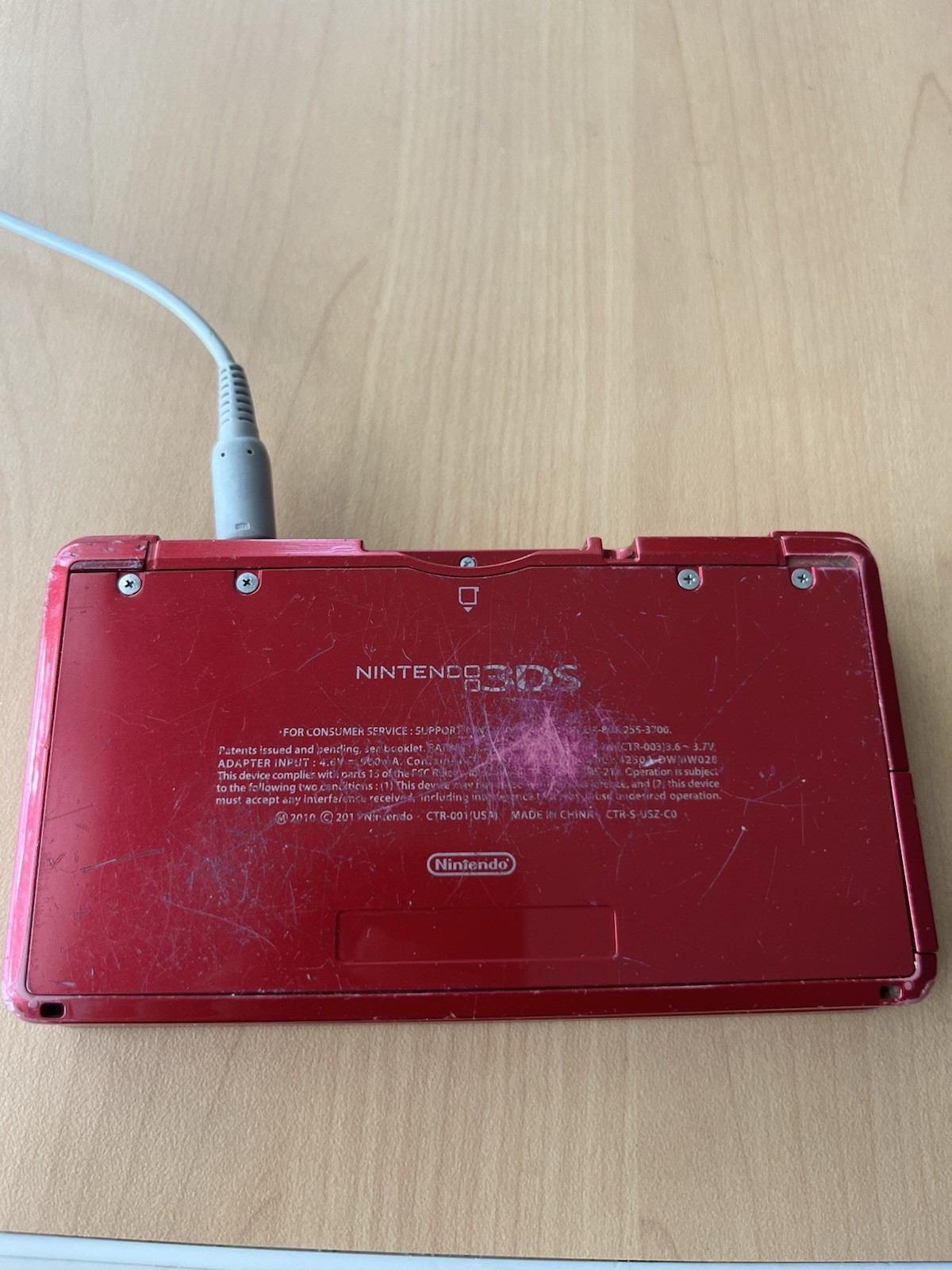Nintendo 3DS Red Console North America OEM Charger+Pokemon Y READ SHIPS TMR