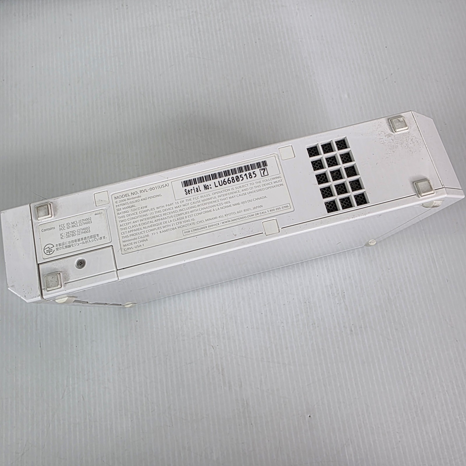 Nintendo Wii Console w/ OEM Stand, Motion Sensor Bar, Cables, SD Card – Works!