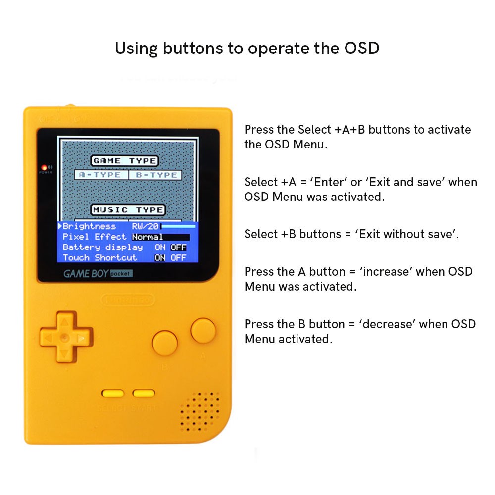 For Gameboy Pocket GBP 2.8″ Laminated IPS LCD Screen Backlight Backlit OSD KIT