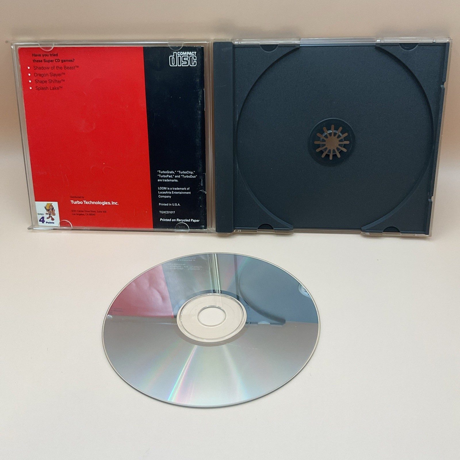 Loom TurboGrafx 16 CD Turbo Duo/Super CD-ROM2 Complete w/Manual & Original Case
