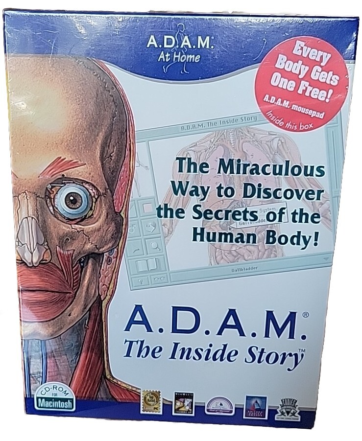 A.D.A.M.: The Inside Story (1995) Medical Instructional CD-ROM Macintosh Big Box