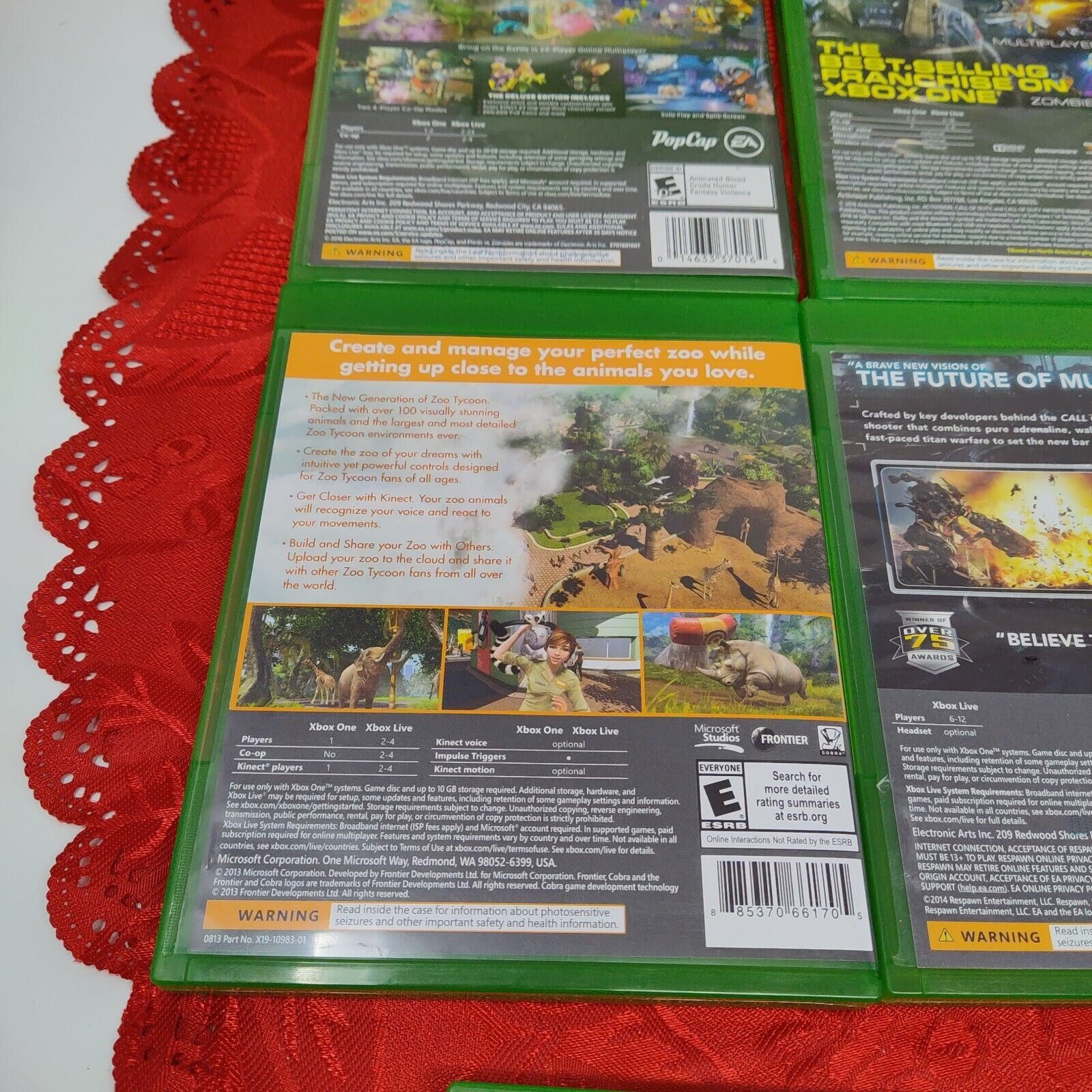 X6 Xbox One Video Game Lot Zoo Call Of Duty Hasbro Titanfall Plants VS Z