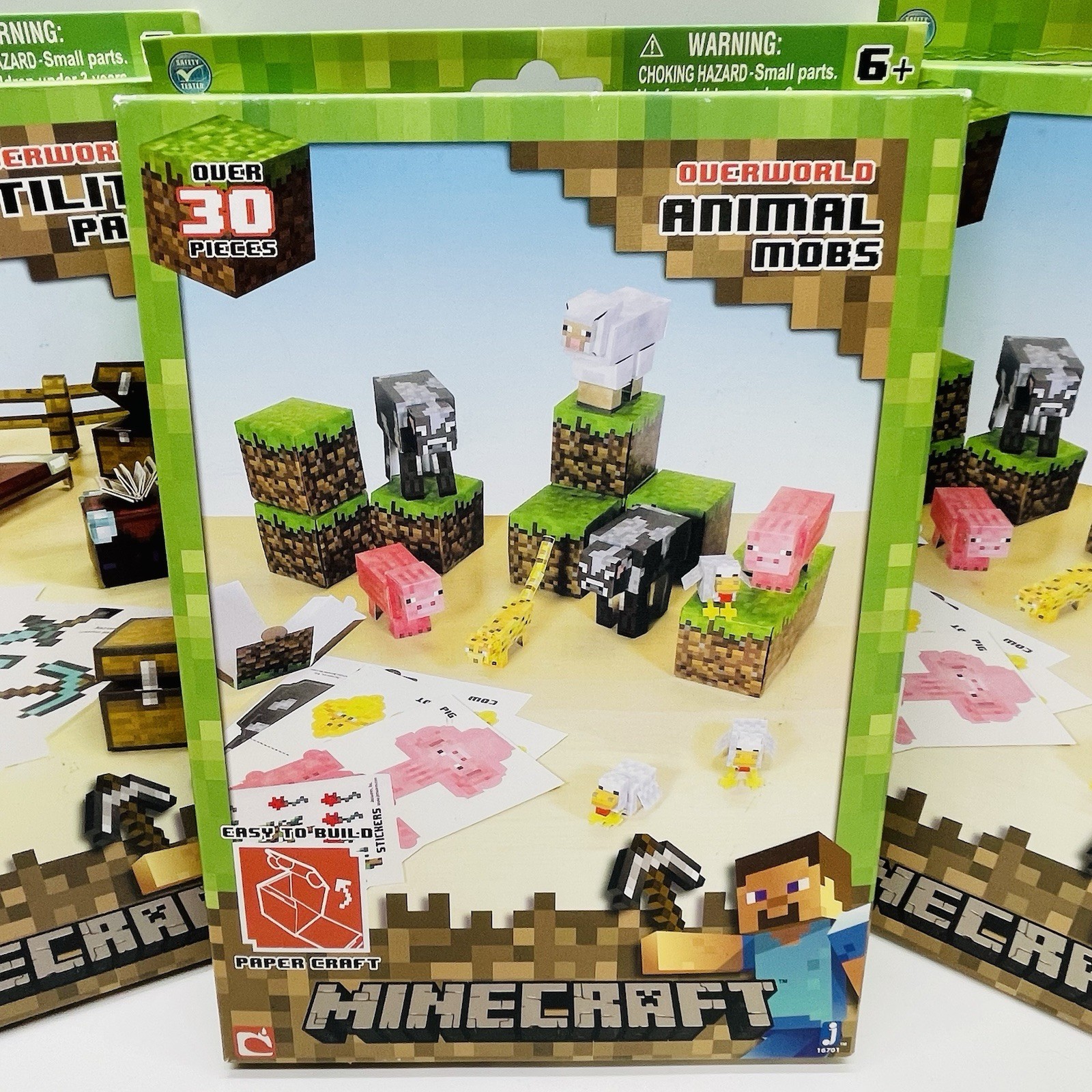Minecraft Overworld Bundle Animal Mobs & Utility Pack Paper Craft Jazwares -2013