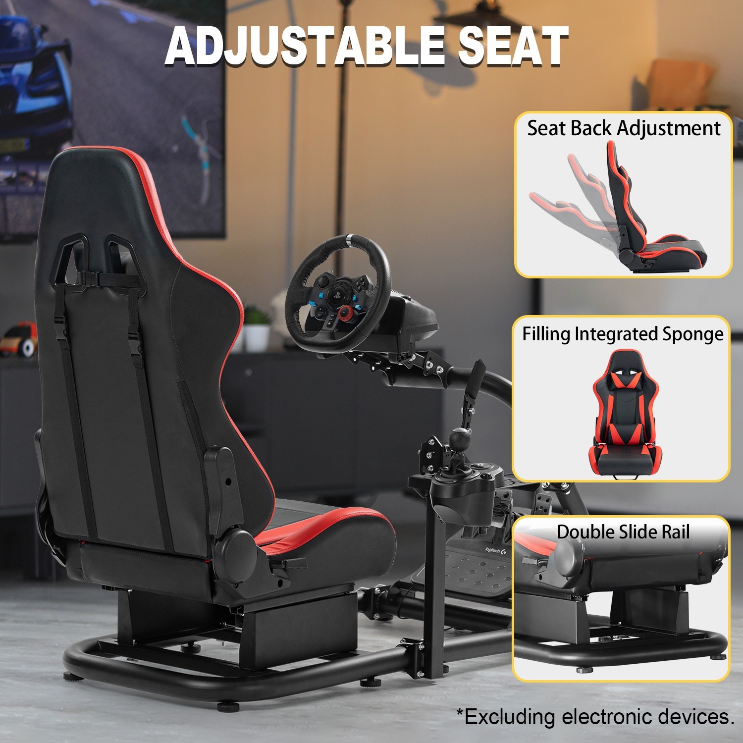 Marada G29 Racing Simulator Cockpit Wheel Stand with Seat Fit Logitech G923 G920