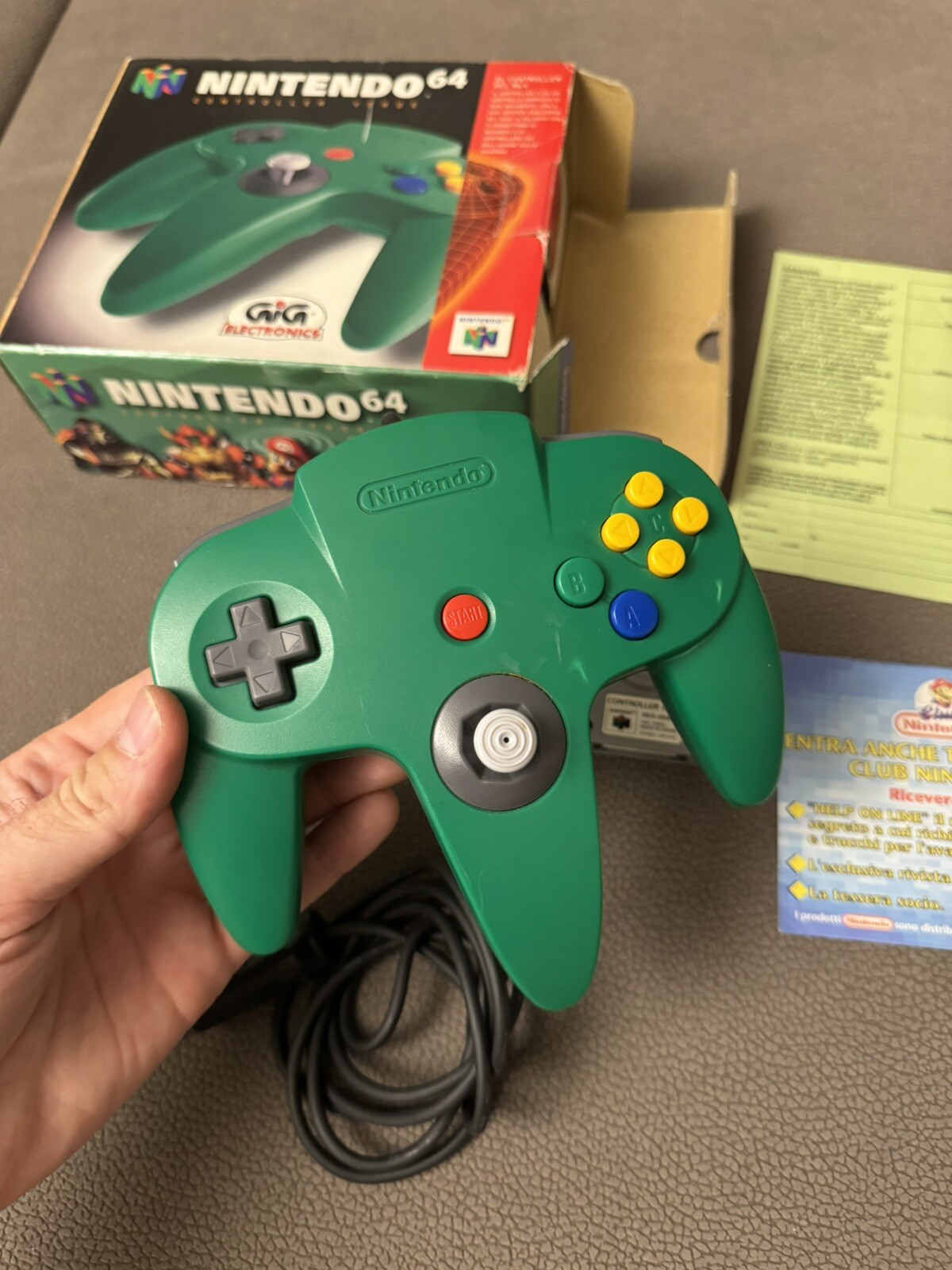 JOYSTICK – GREEN JOYPAD FOR NINTENDO 64 (N64) 100% ORIGINAL GIG ITALY – BOXED