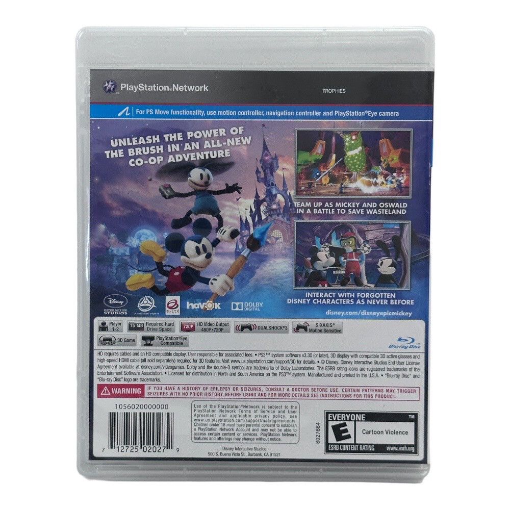 Disney Epic Mickey 2 The Power of Two game Playstation 3 PS3 2012 Rated E