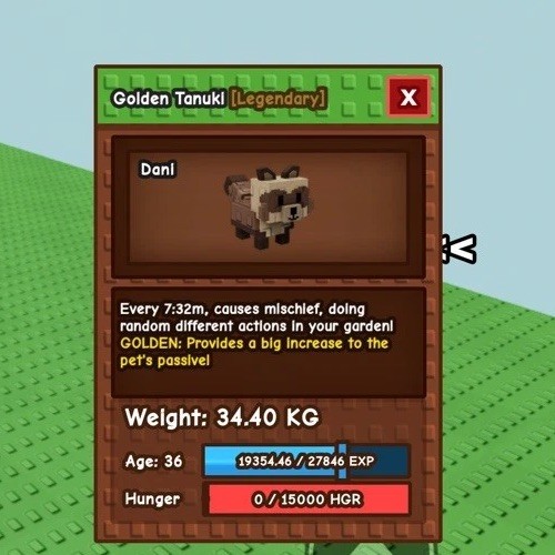 TANUKI 34.40KG LVL 36 GOLDEN MUTATION TOP TIER Grow 🪴 A Garden