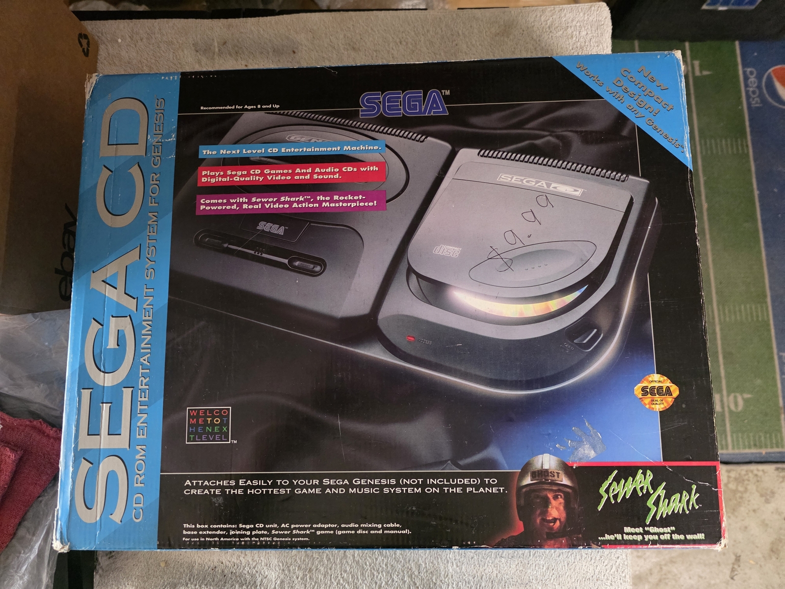 Sega CD Model 2 Console w/Genesis 2 Console w/Sewar Shark-CIB PLUS! VGC! TESTED!