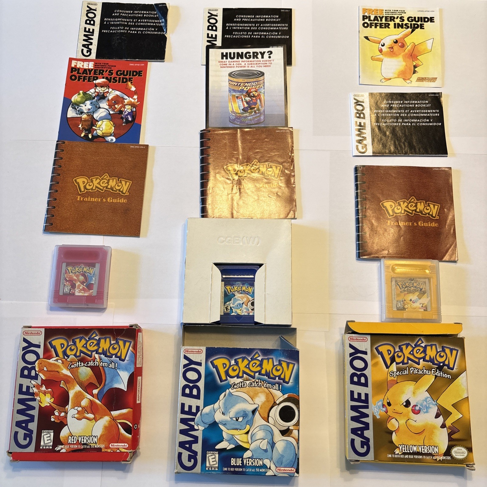 Pokemon RED BLUE YELLOW Authentic Complete in Box CIB Nintendo GAMEBOY