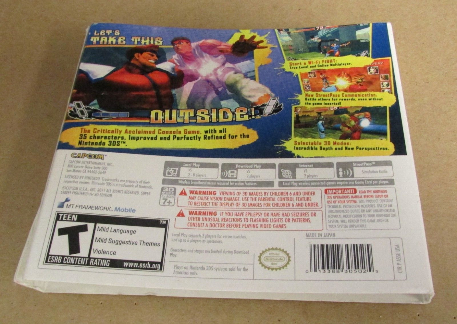 Super Street Fighter IV 3D Edition Slip Cover (No Game) Nintendo 3DS