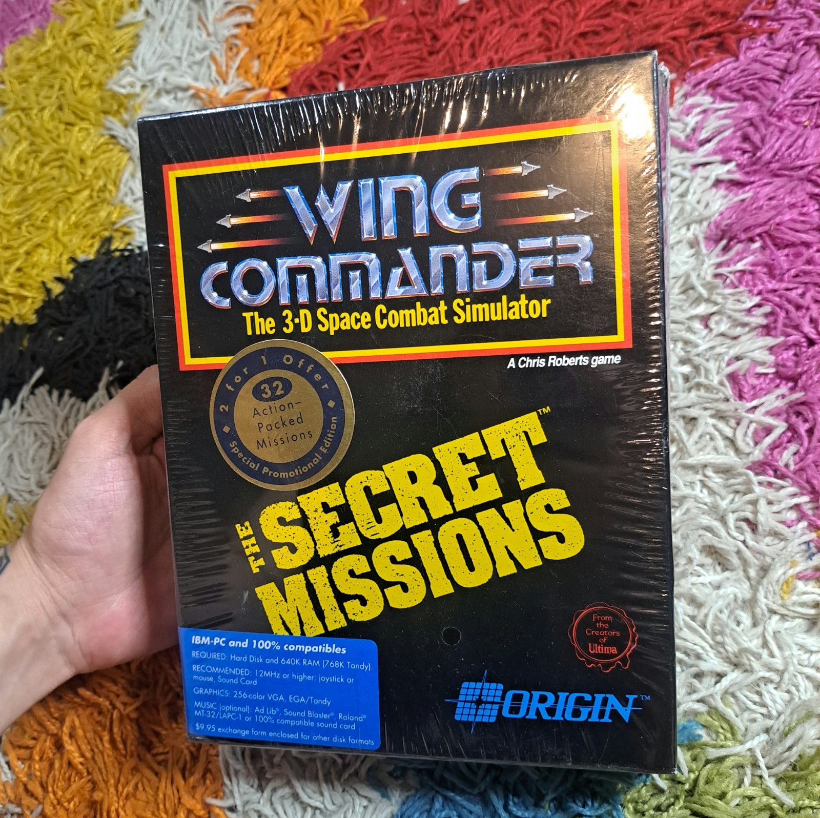 Wing Commander Origin PC Big Box Secret Missions 1 & 2 IBM 3.5″ SEALED NEW!