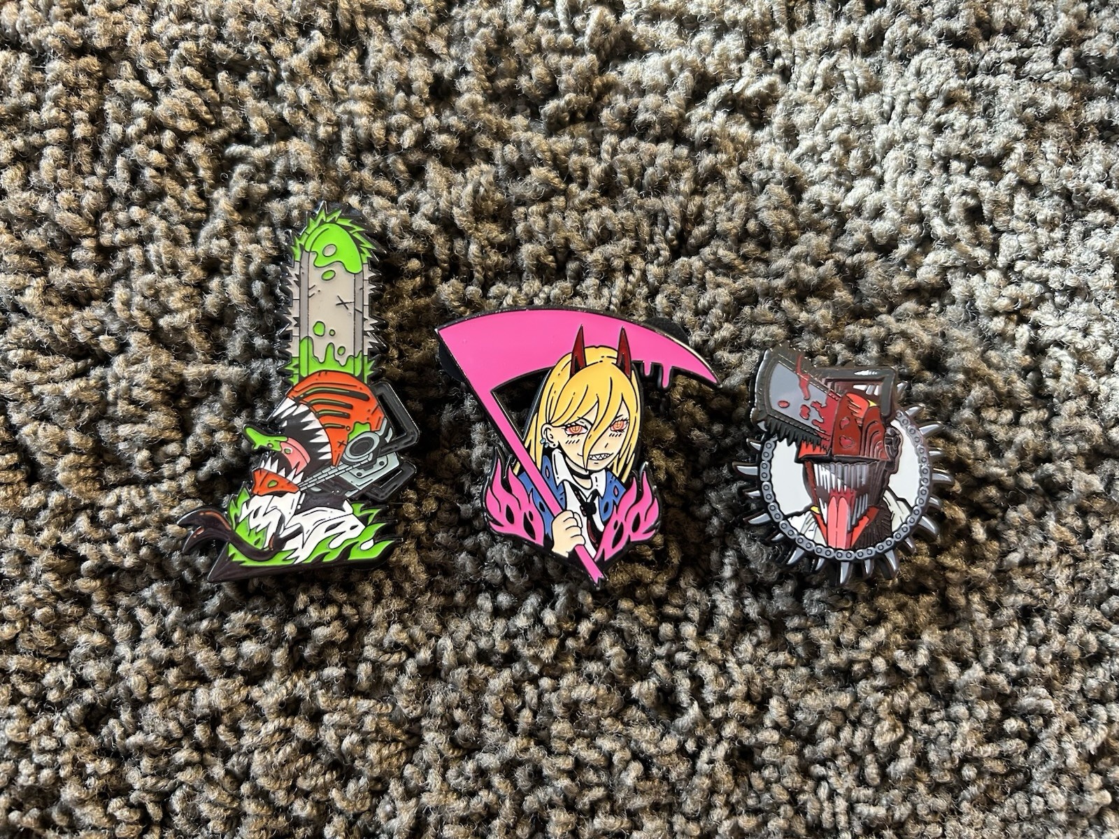 Chainsaw Man Lot of 3 Metal Enamel Pin Uppermind Ink Stash Figpin Anime Power