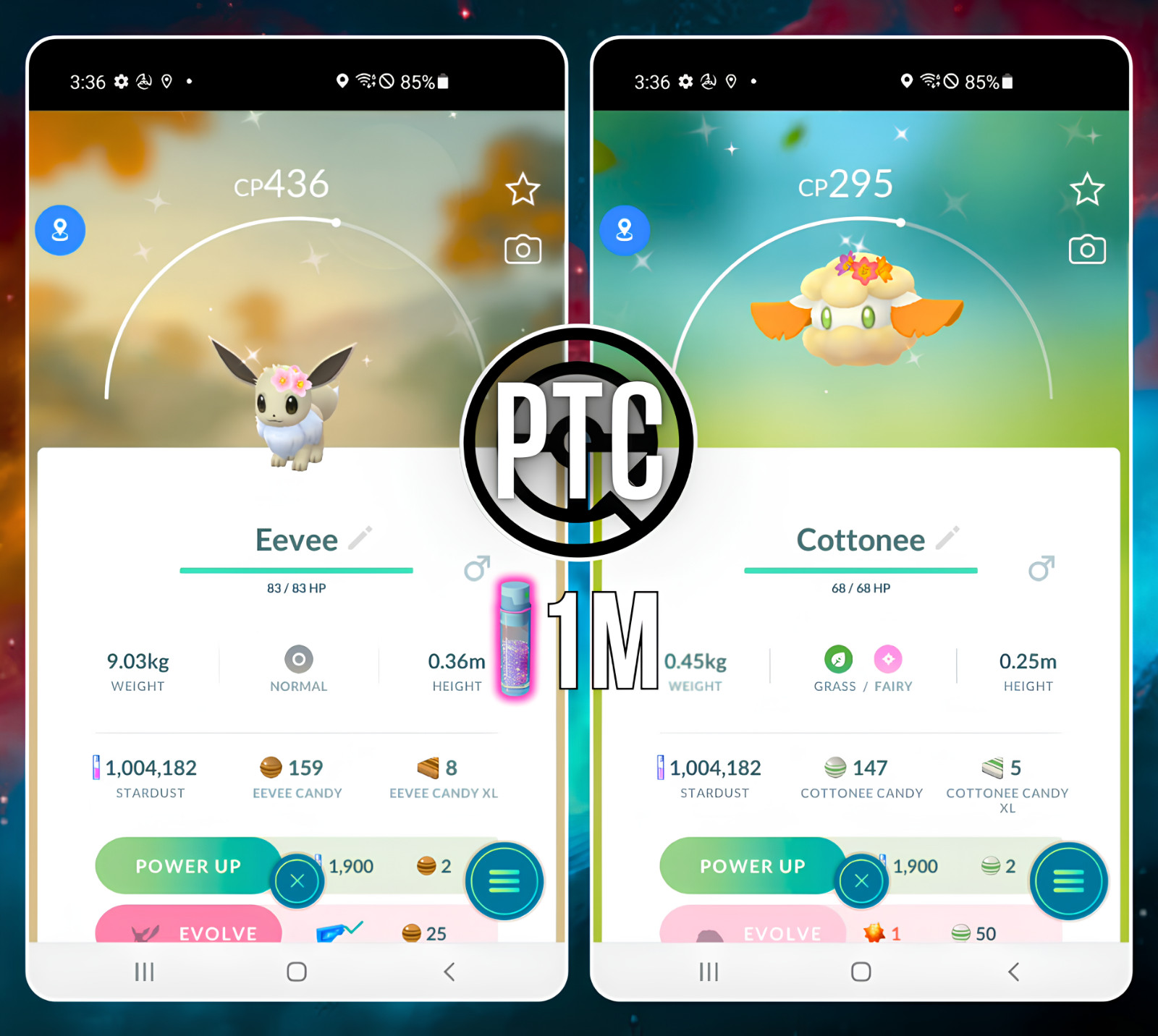 Shiny Flower Pichu, Shiny Happiny, Shiny eevee ++ | mini PTC 1M Stardust | Go ✨