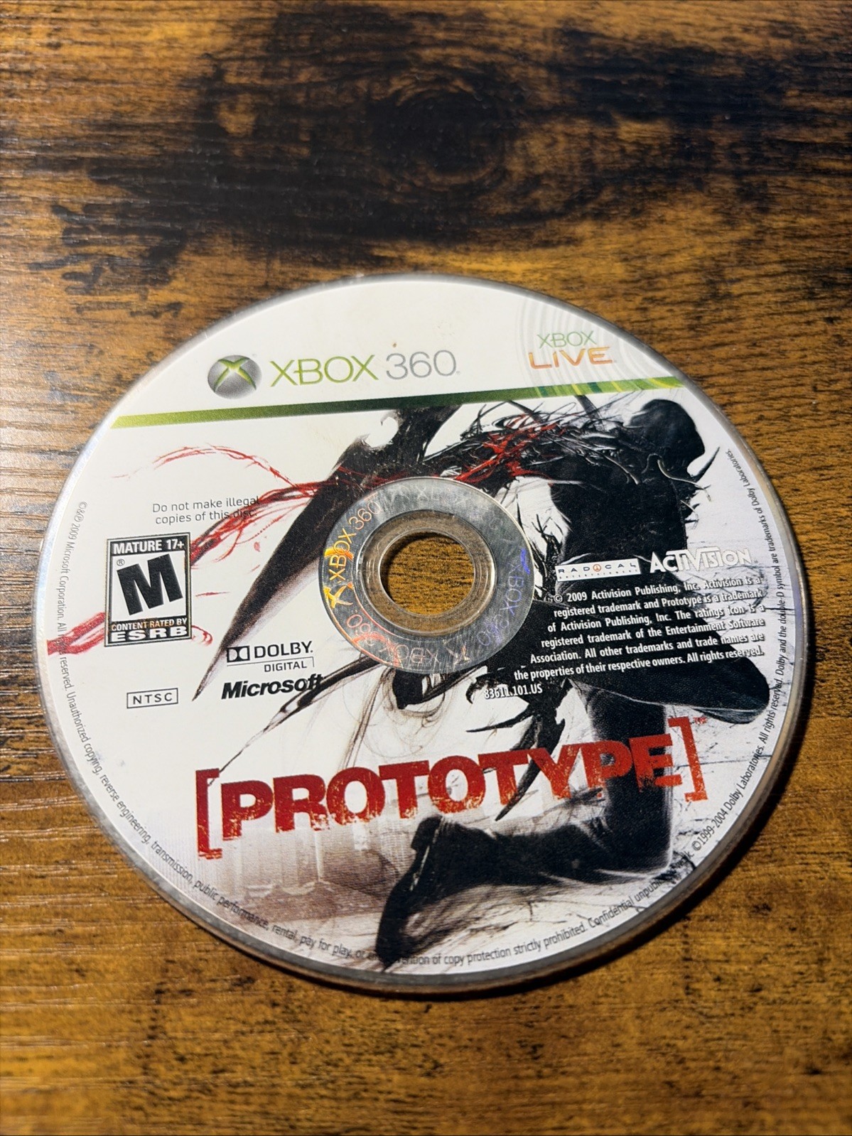 Prototype X-box 360 Disc Only Cleaned, Tested, Working