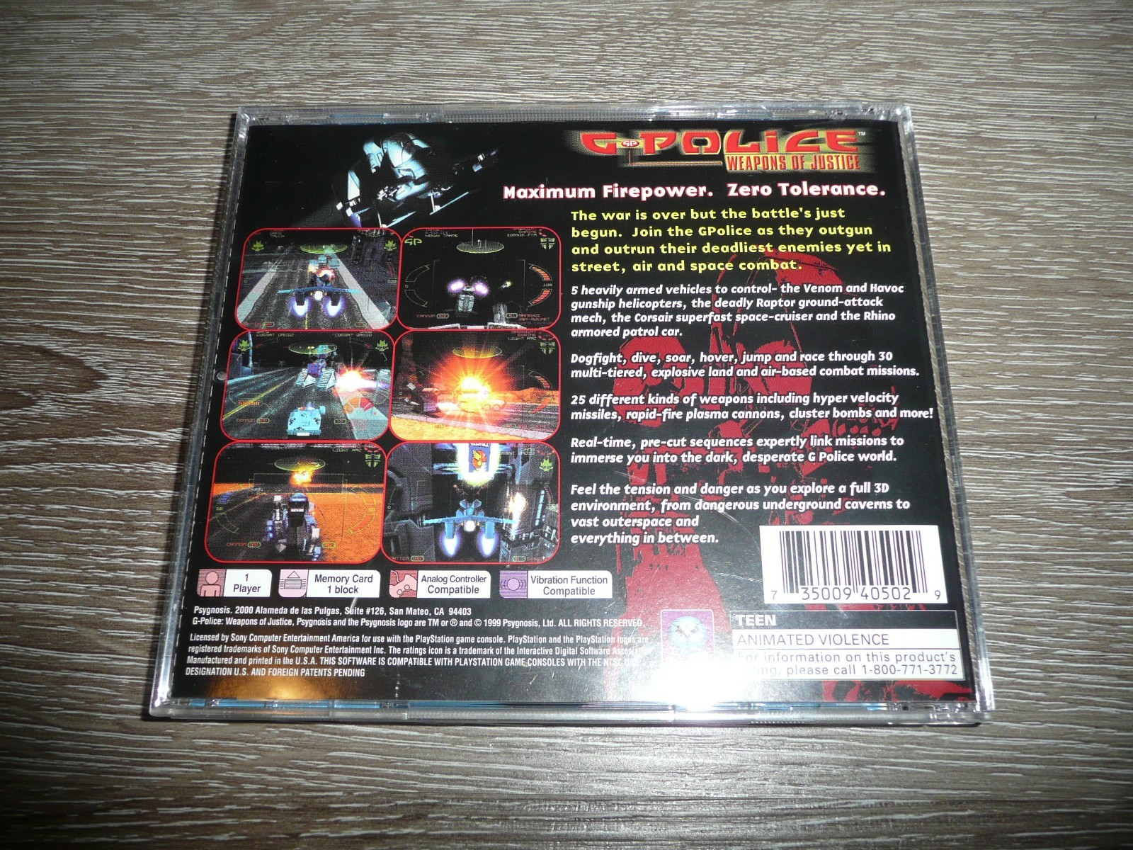 PS1 G-Police Weapons of Justice (Sony PlayStation, 1999) Black Label CIB