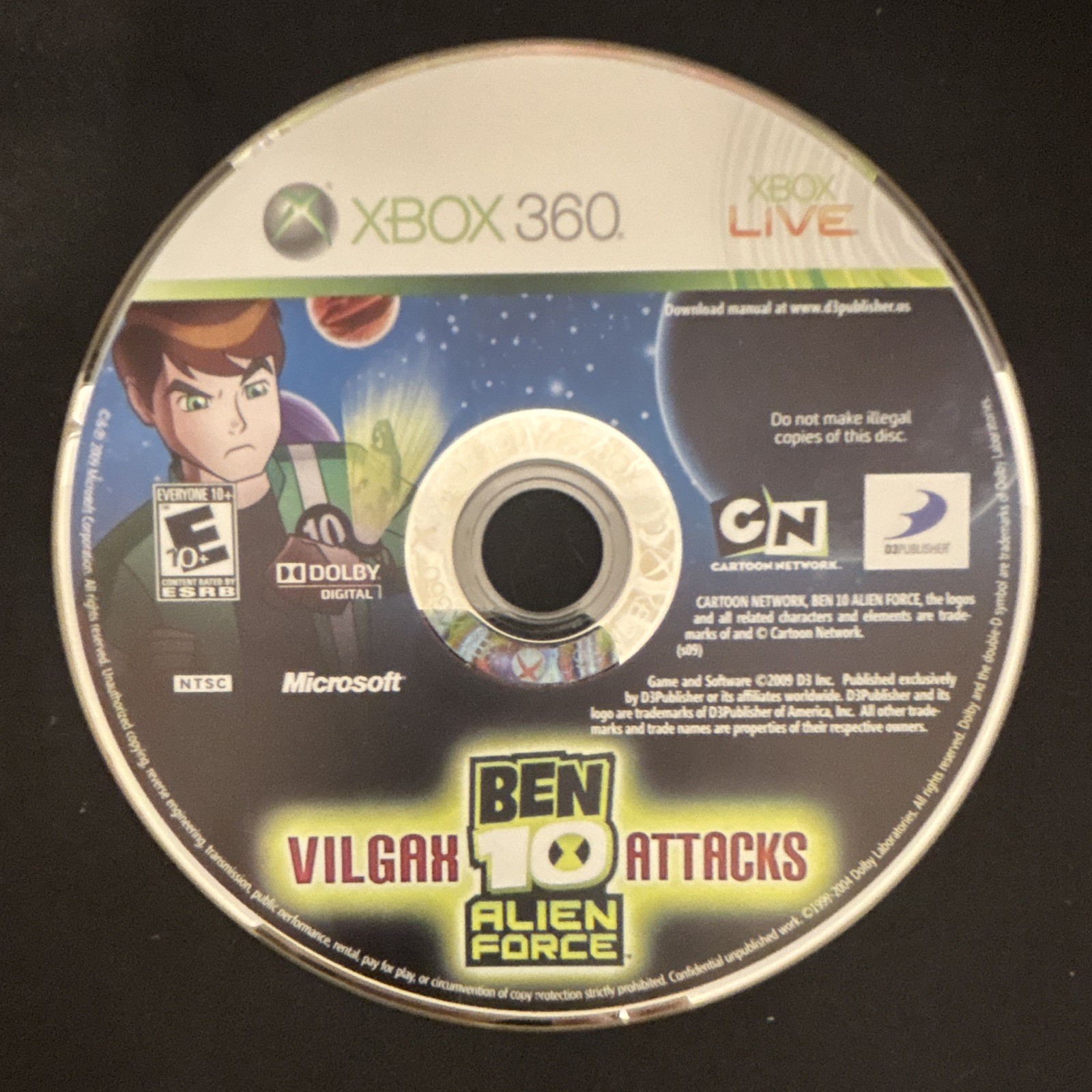 D3Publisher Ben 10 Vilgax Attacks Xbox 360 E10+ NTSC-U/C CIB Manual