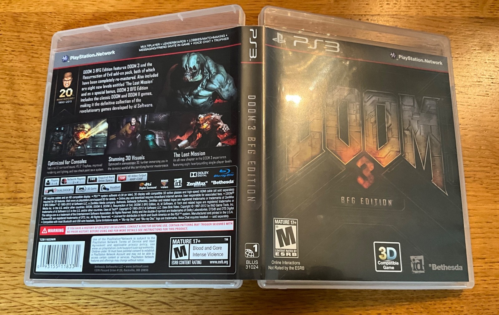 DOOM 3 BFG Edition PS3 Excellent Condition Complete w/ Manual & Case PLAYED ONCE