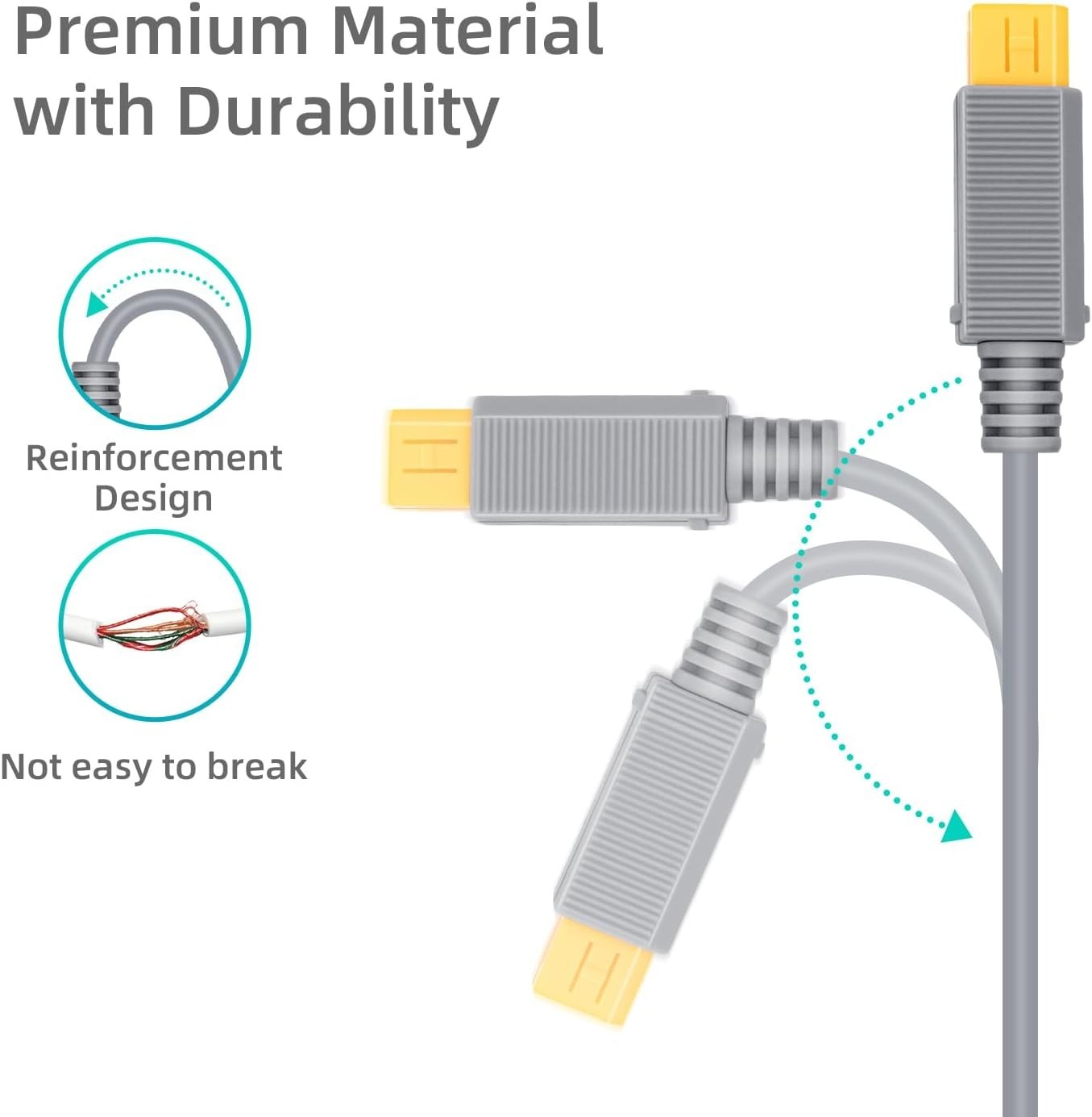 6.5Ft Type C Power Cable for Wii U – Compatible with 35W-65W Power Adapter