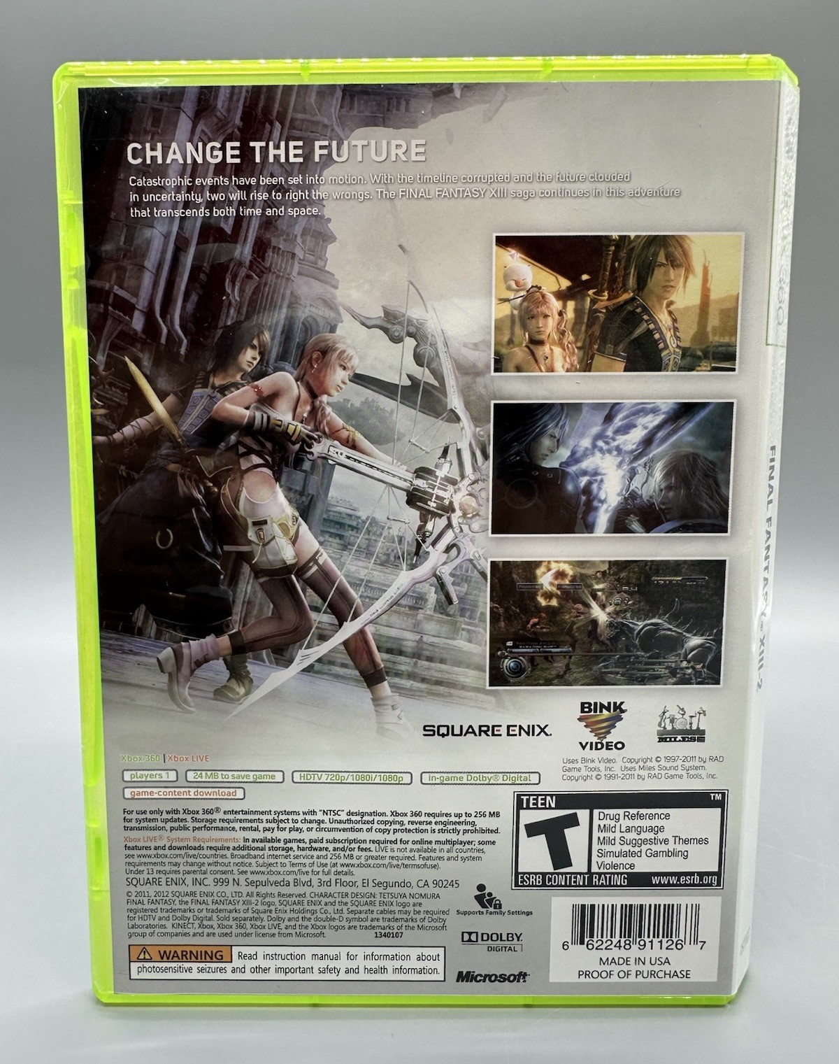 Final Fantasy XIII-2 (Microsoft Xbox 360, 2012) Complete In Box Tested