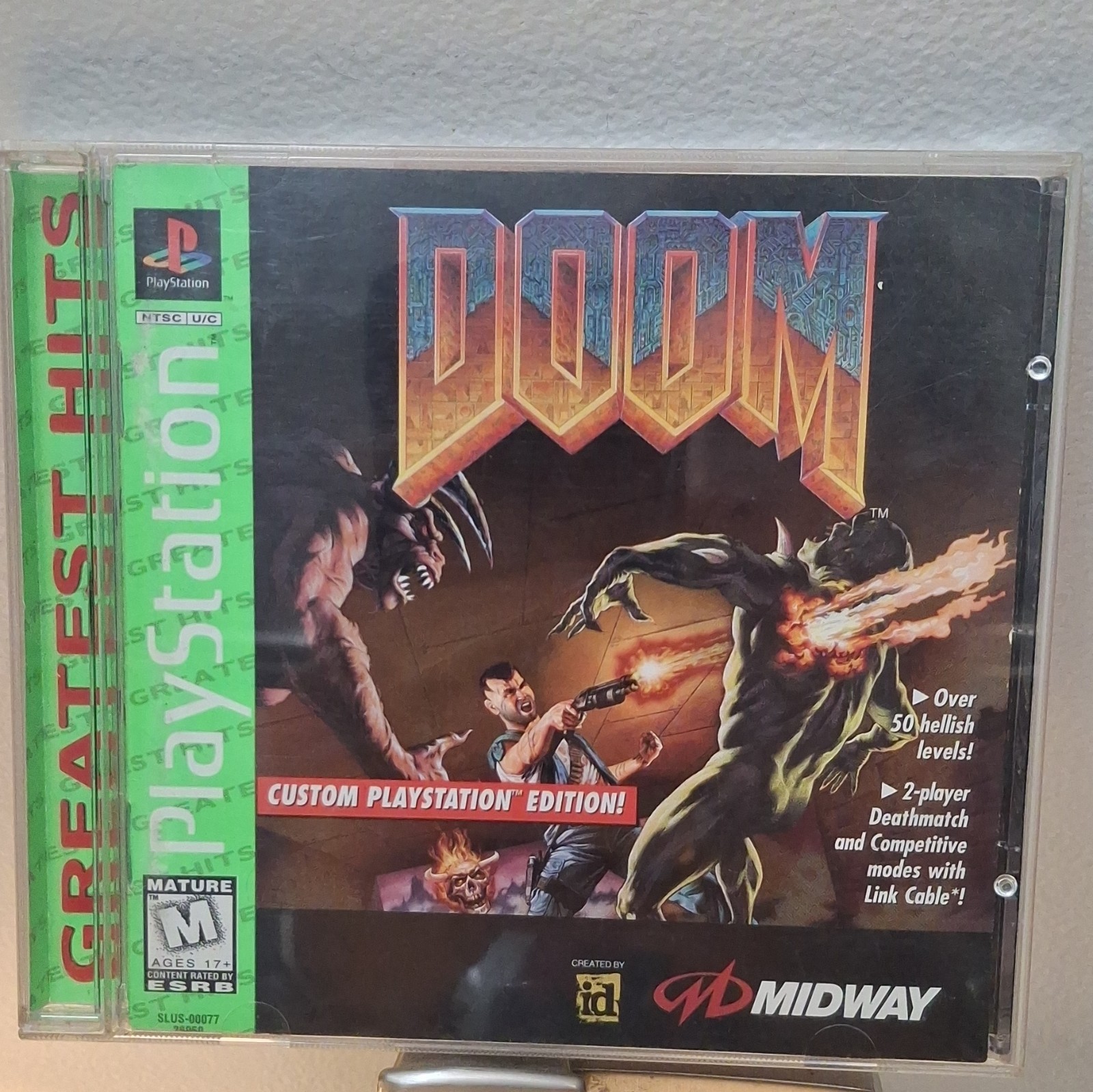 Midway Doom PS1 PlayStation Edition NTSC 1995 M FPS Shooter VG TESTED