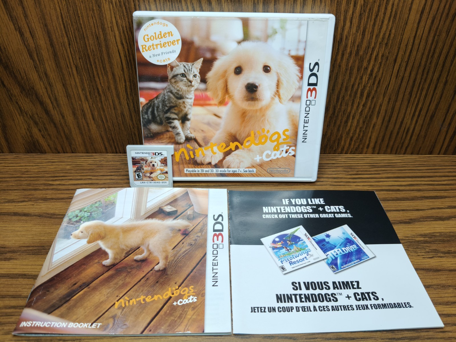 Nintendogs + Cats Golden Retriever & New Friends Nintendo 3DS CIB Auhentic Rare