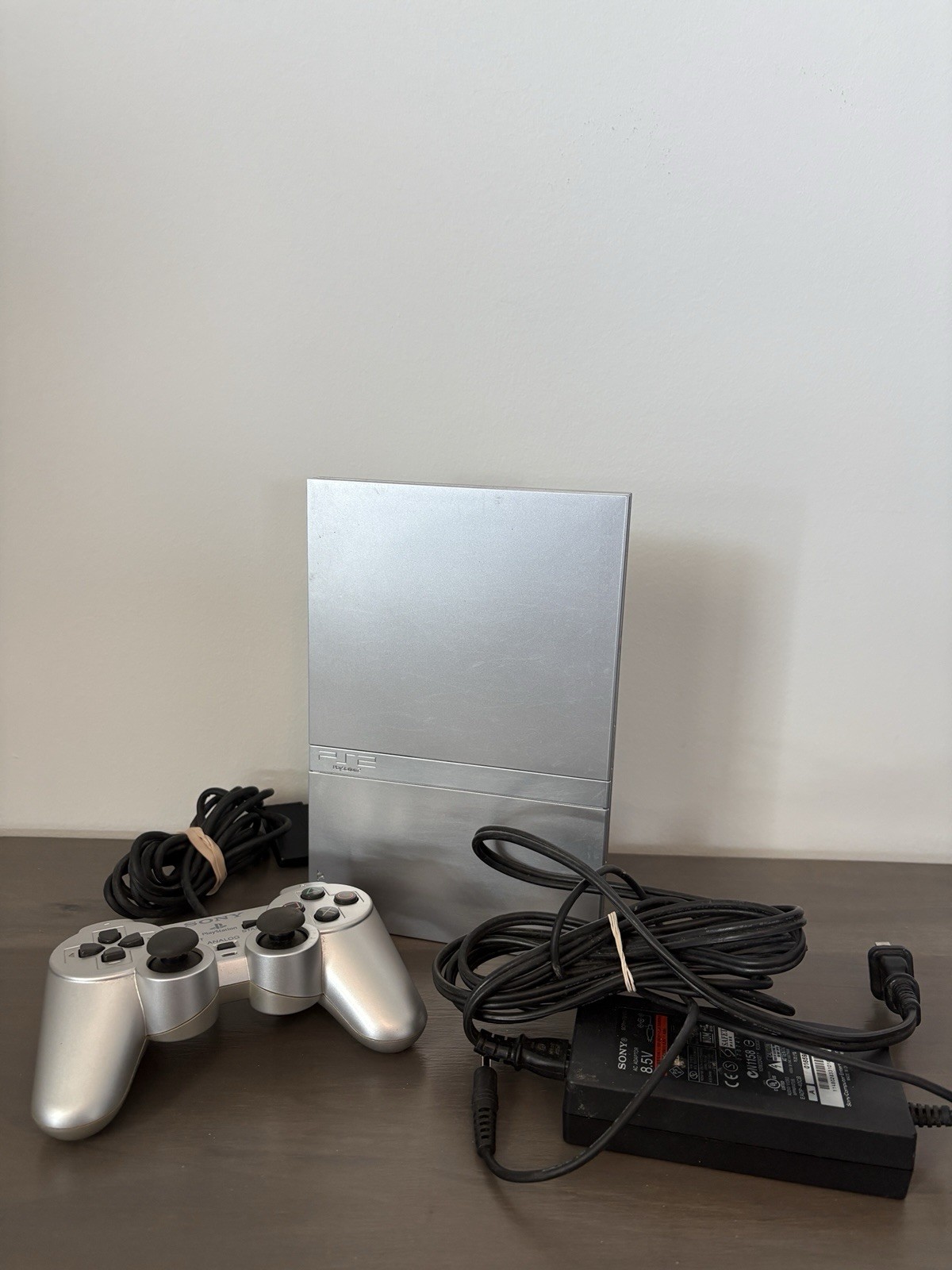Sony PlayStation 2 PS2 Slim Console SILVER W/ Cords + Controller Tested